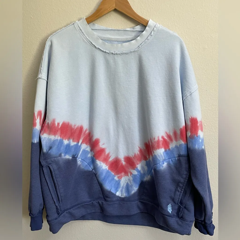 Free People Movement Ombre Metti Crew Sweatshirt Blue Women's Size M Athleisure Size L - Image 3