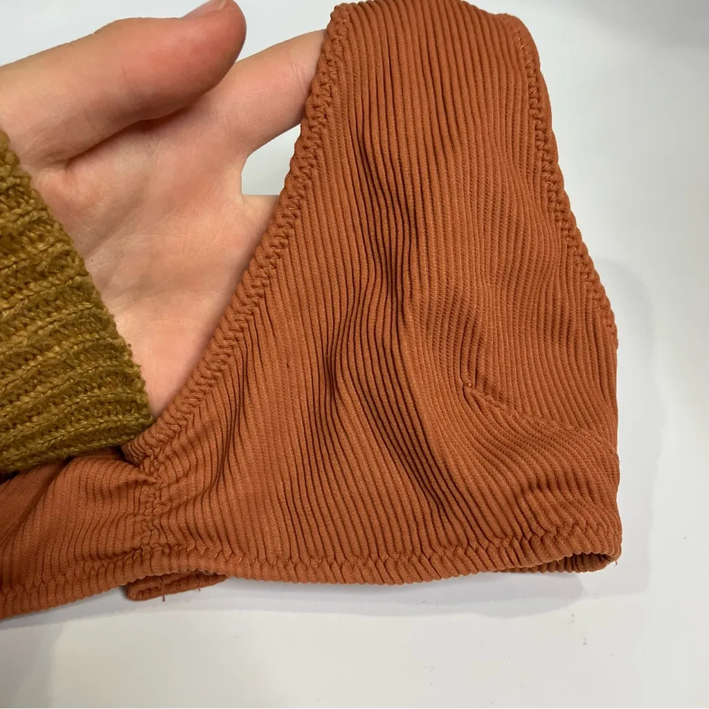 Aerie scoop neck bikini top orange/rust ribbed women’s‎ size XXS summer beach - Image 3