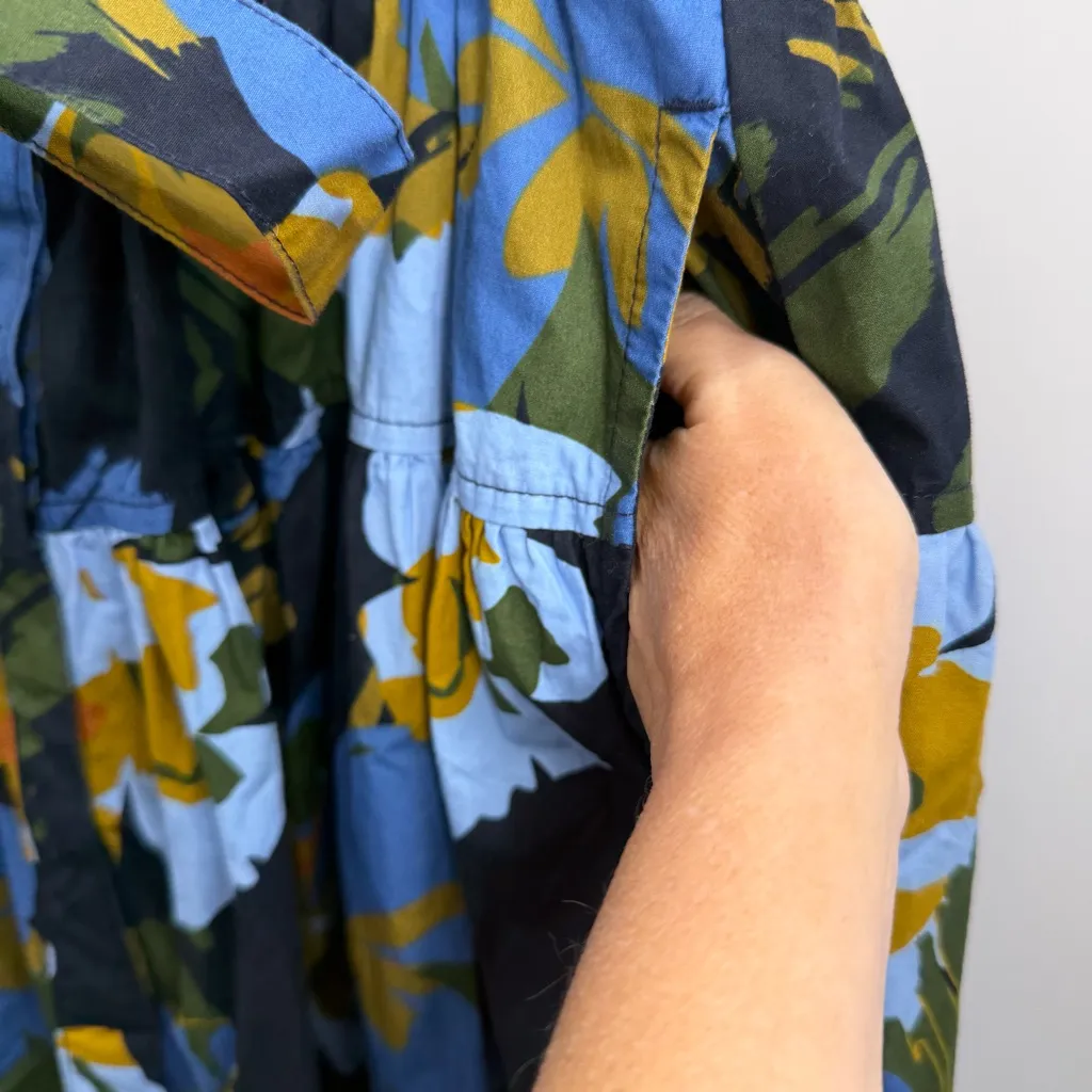 Free Assembly cotton midi dress with puff sleeves size L NWT blue floral Size L - Image 6