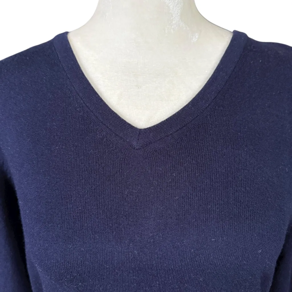 E P PRO navy blue long sleeve v-neck silk and cashmere sweater women's small - Image 5