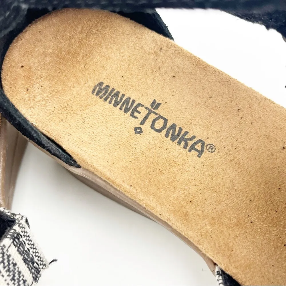 MINNETONKA Desi Leather Upper Pom Pom Straps Adjustable Ankle Strap Sandals 9 - Image 3