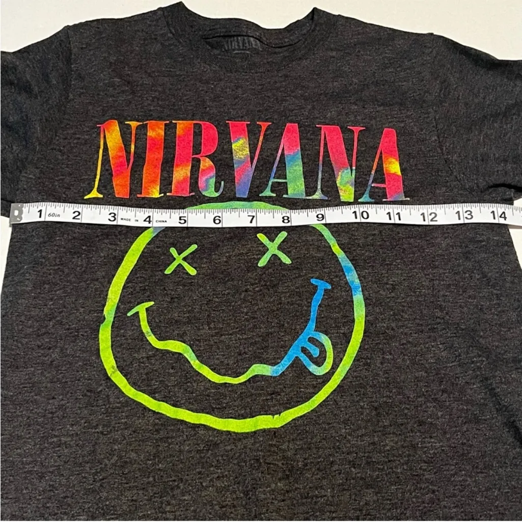Nirvana Womens Size Small Grey Gray Short Sleeve Shirt Kurt Cobain Grunge 90s‎ - Image 4
