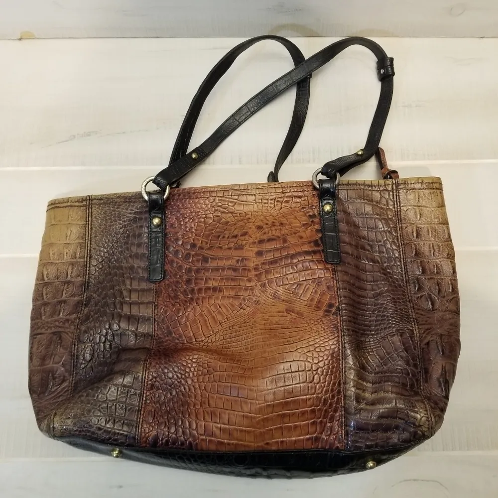 Brahmin Medium Arno Pecan Ombre Melbourne Tote Crocodile Embossed Leather Purse - Image 4