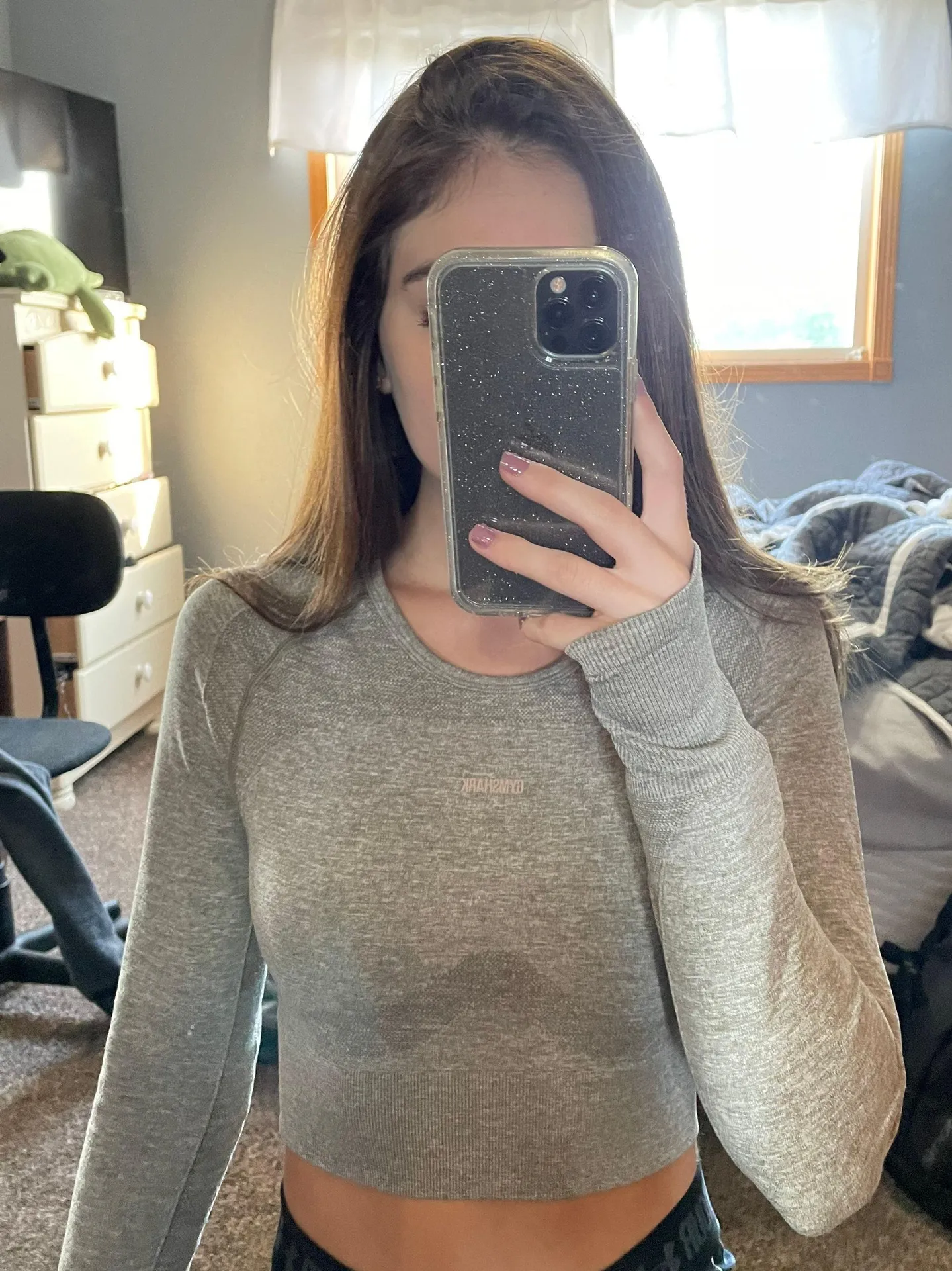 Gymshark Grey  Cropped Longsleeve - Image 2