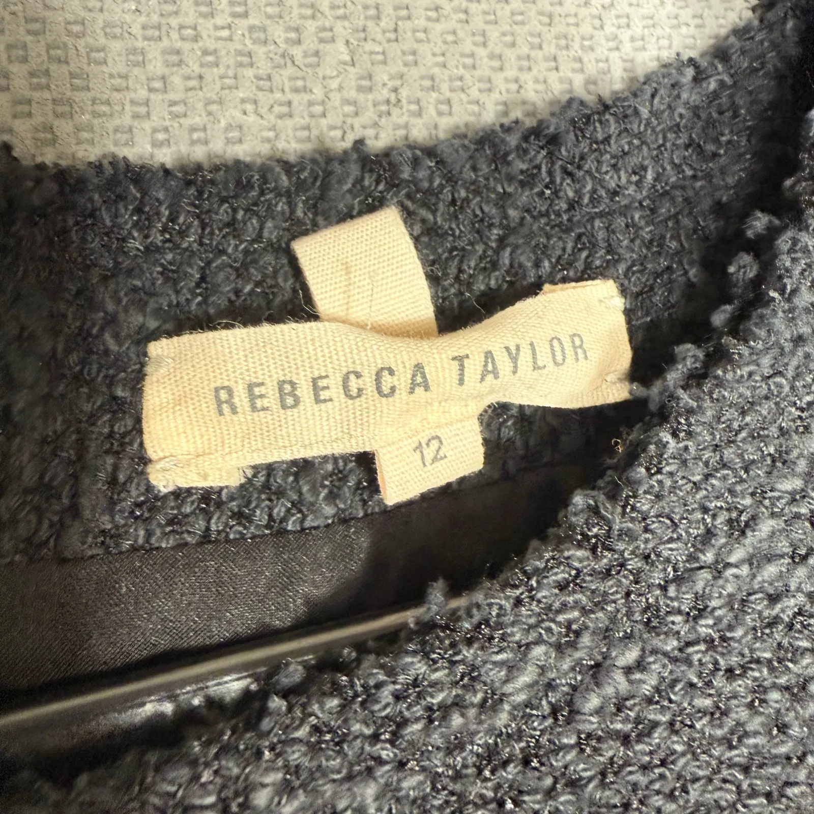 Rebecca Taylor Black Bouclé Faux Leather Fit & Flare Dress Size 12 - Image 5