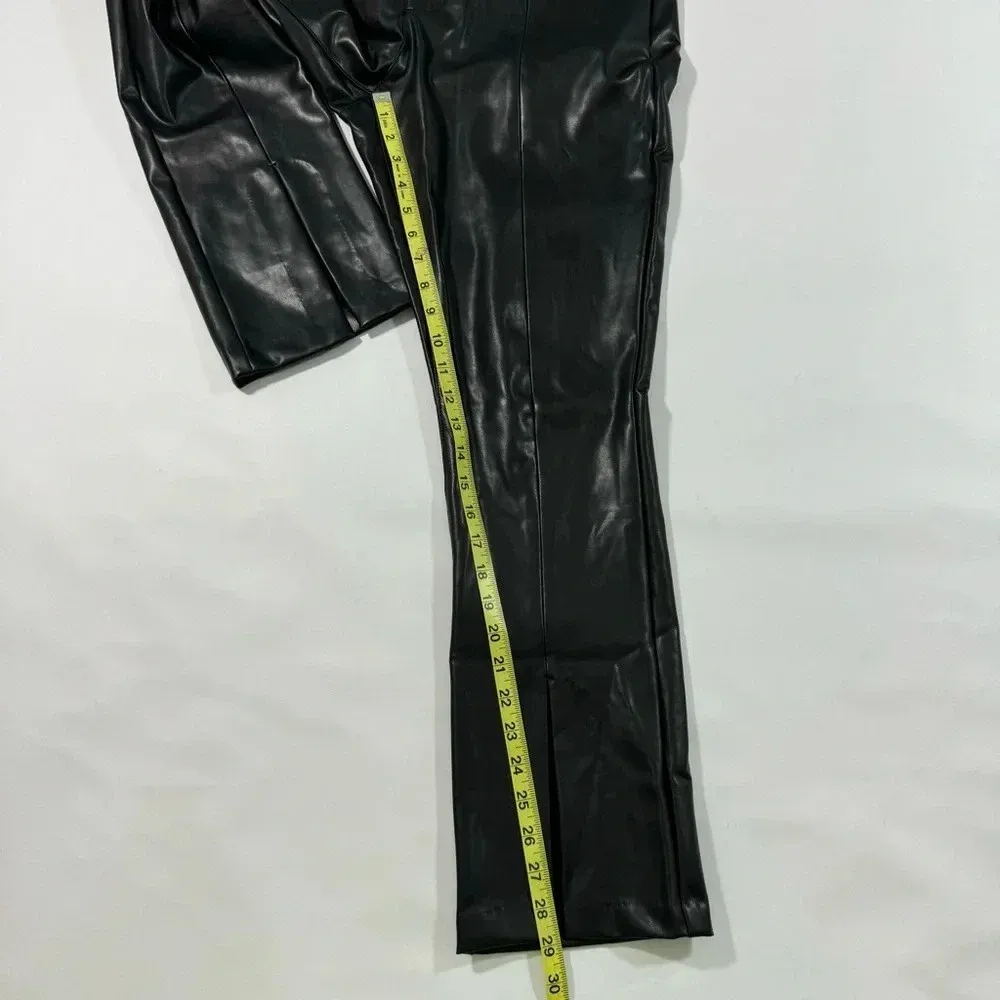 Abercrombie The Skinny Ultra High Rise Pants Faux Leather Black Split Hem - Image 9