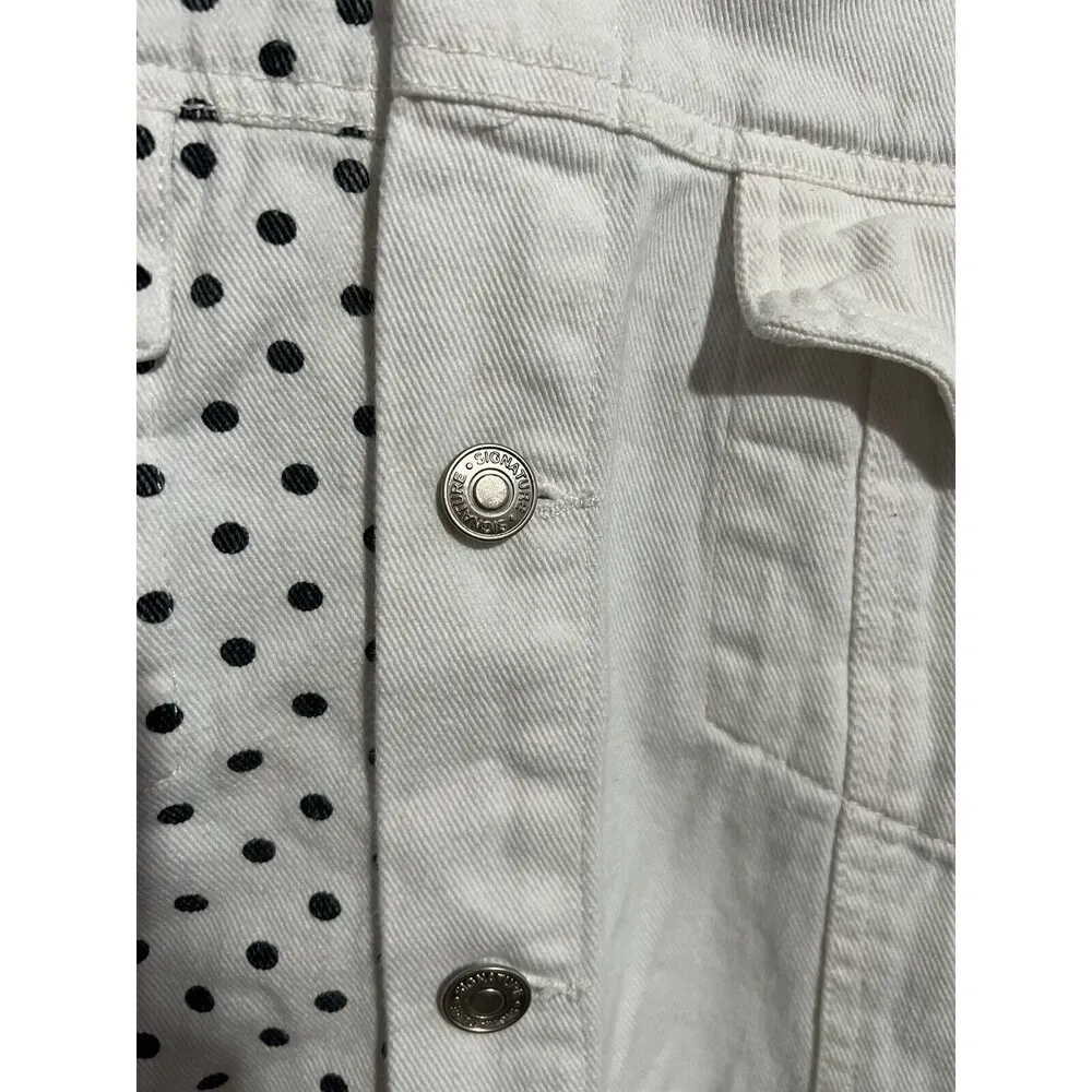 ASOS Signature 8 White and Black Polka Dot Denim Jacket S - Image 4