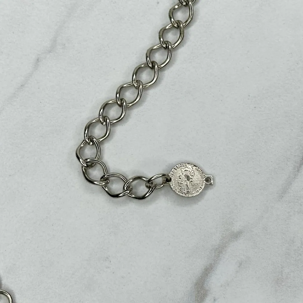 Skinny Dime Silver Tone Belly Body Metal Chain Link Belt OS One Size - Image 13