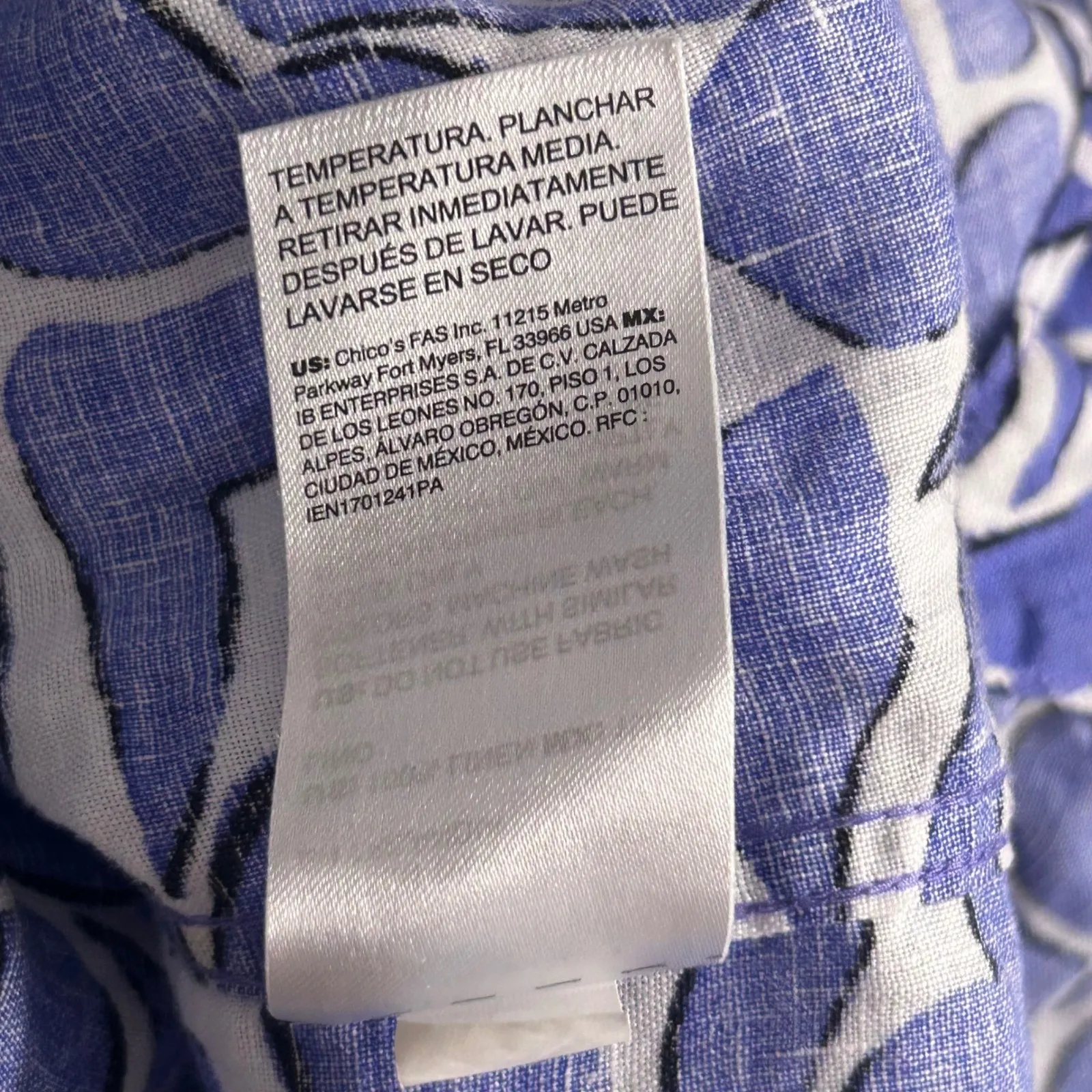 Chicos Linen Button Up Top Blue XL Or 3 - Image 9