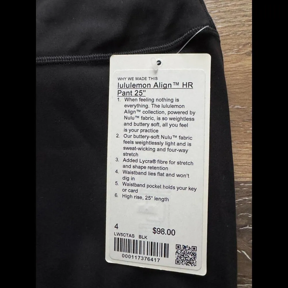 Lululemon Align High Rise 25” Black Size 4 NWT - Image 4