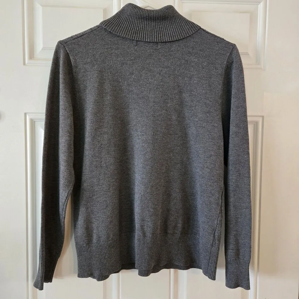 Retrology Women's Gray Knit Turtleneck Sweater Size L Large Textured Pullover - Image 2