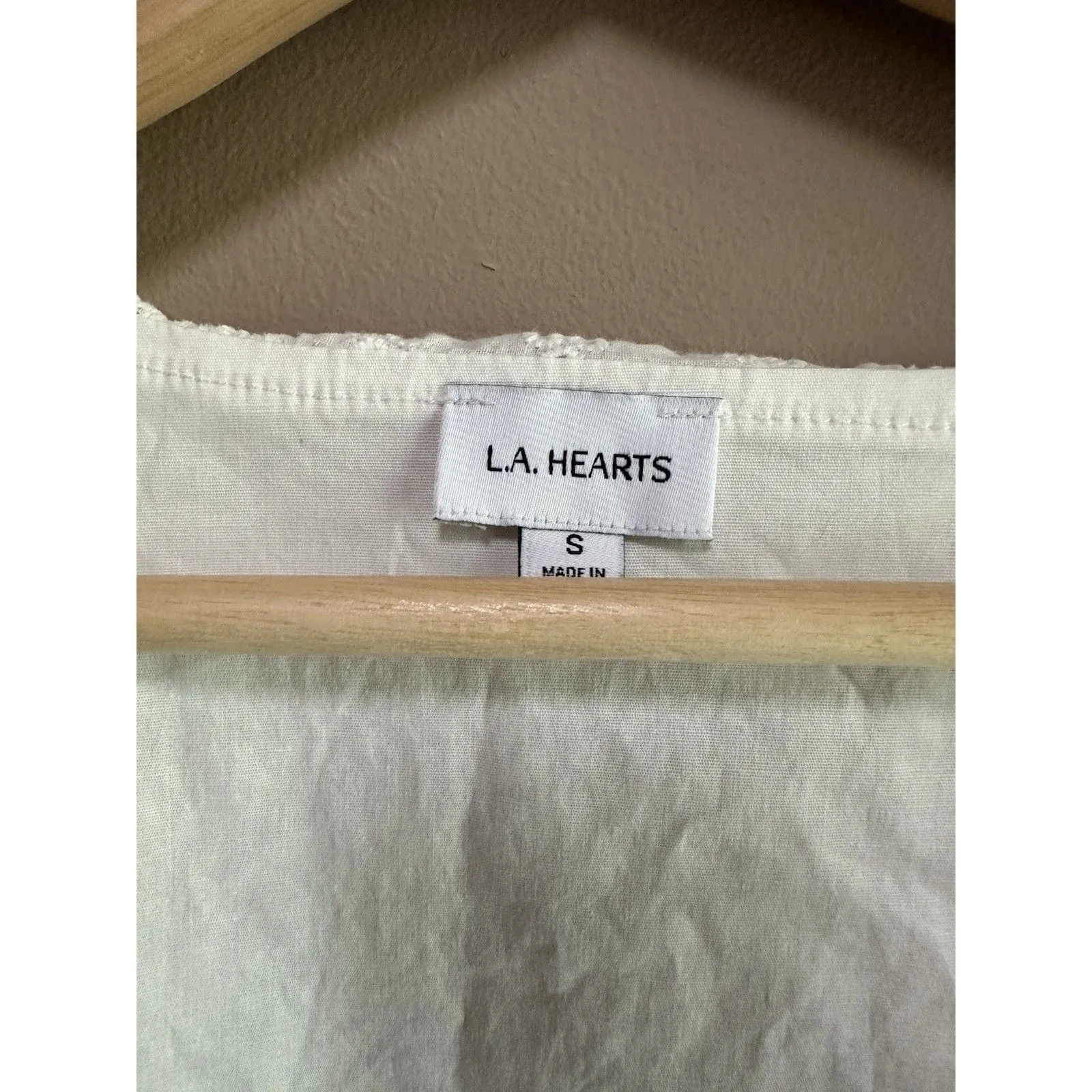 Pacsun LA Hearts‎ NWT White Tie Front Cotton Blouse Crop Lace Boho Romantic Sz S - Image 5