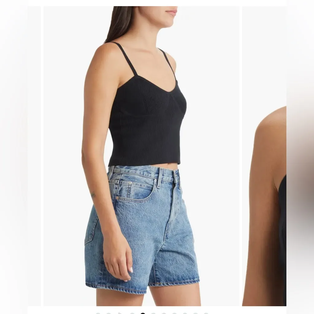 Madewell Corset-Detail Crop Sweater Tank black medium NEW - Image 2