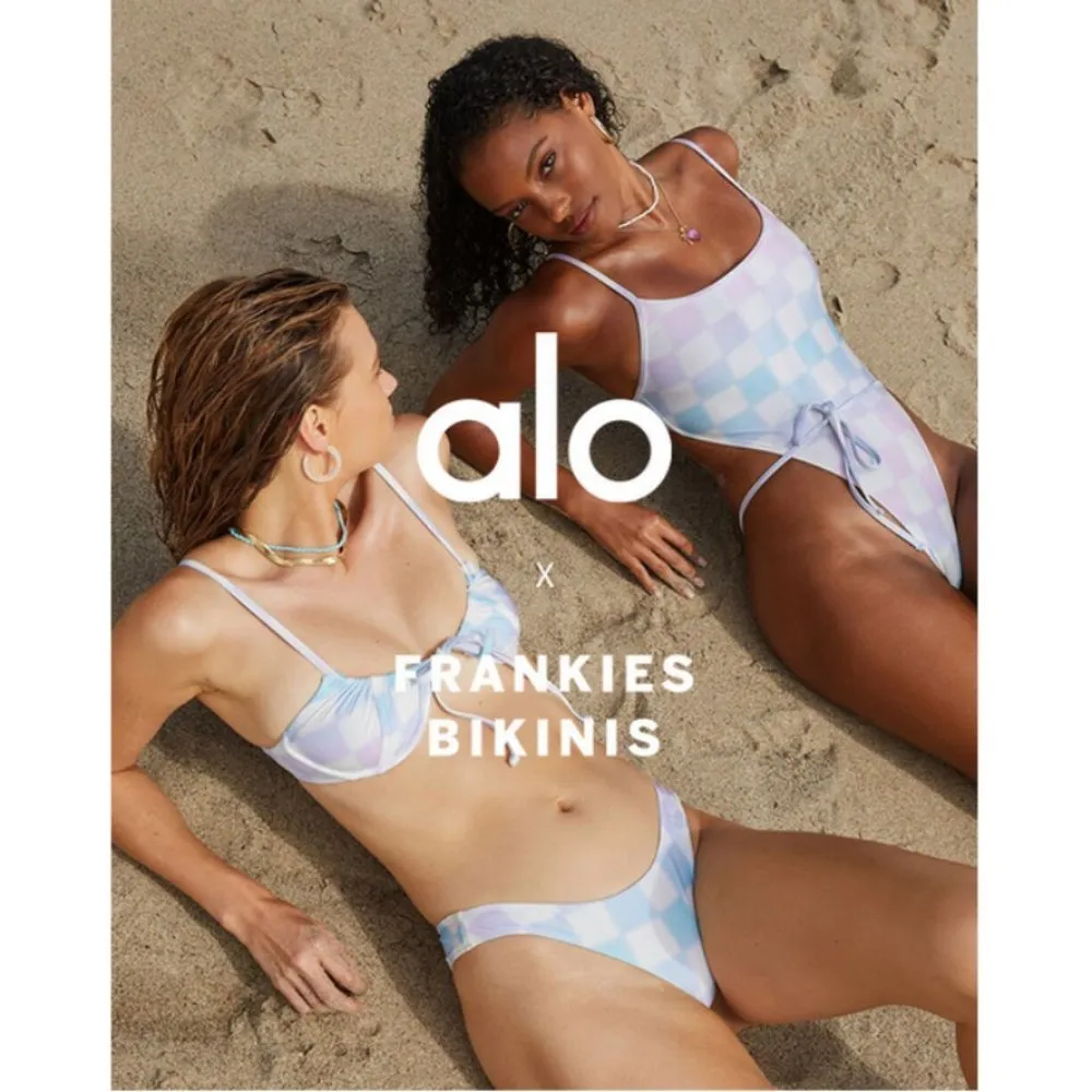 💕ALO x FRANKIES BIKINIS💕 Croft One Piece Swimsuit ~ Pastel Checker Large L NWT - Image 3