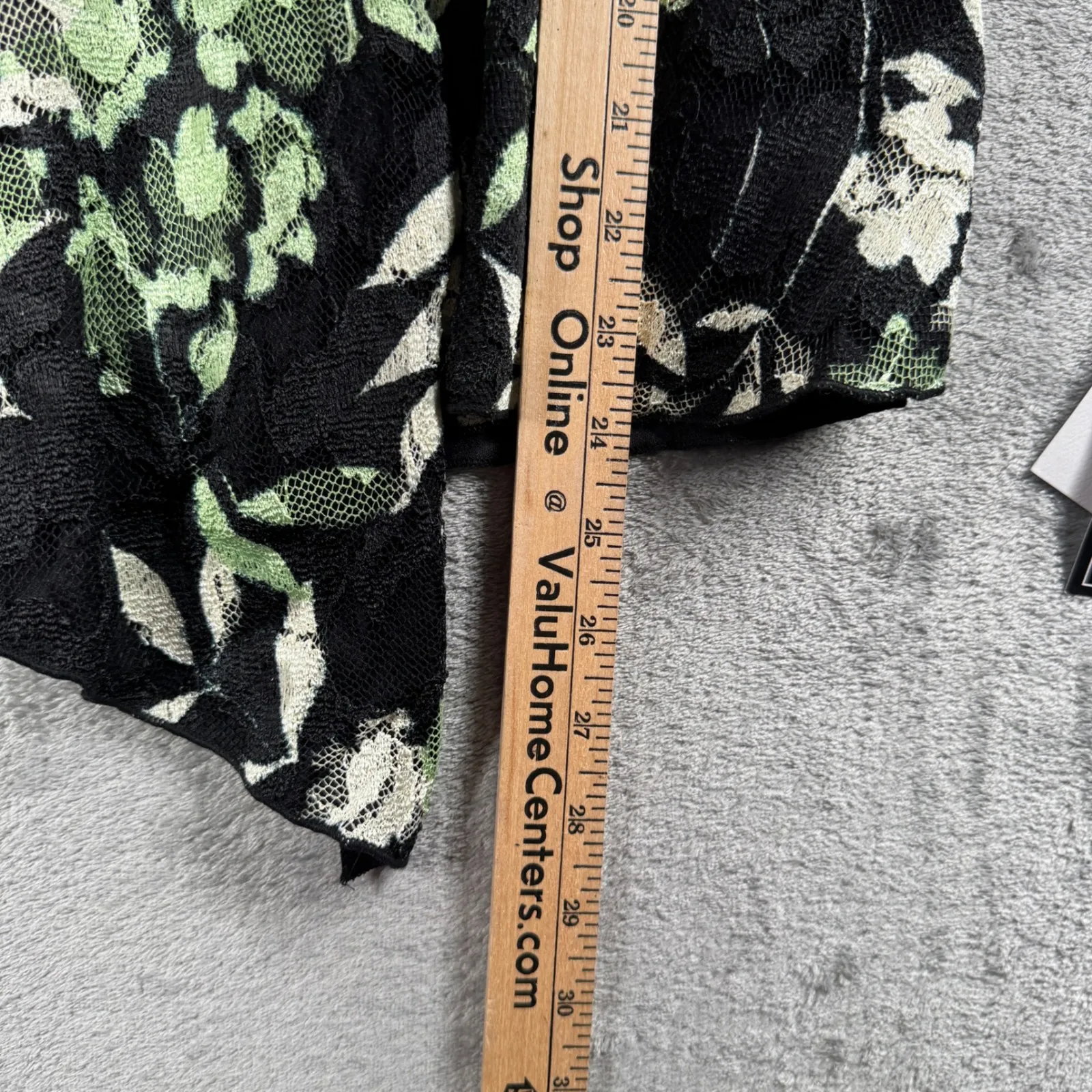 j.t.b. Floral Mesh Top L Black Green White V - Image 9