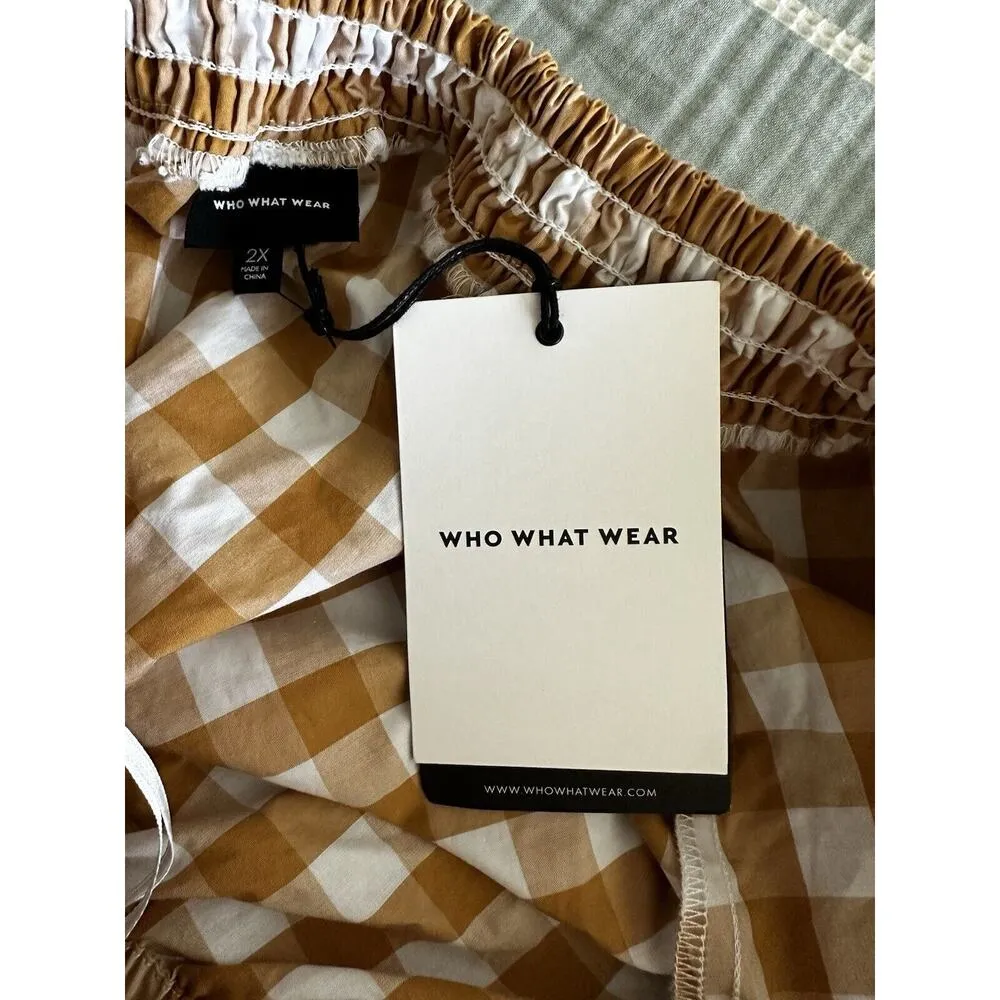 WhoWhatWear One Shoulder Gingham Midi Dress 2X - Image 4