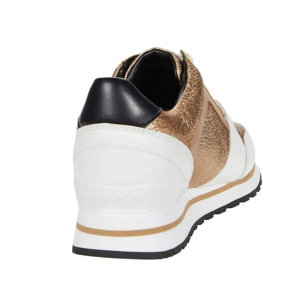 New! MICHAEL KORS Women's Billie Leather Sneakers Trainer Shoes Size 6 Pale Gold - Image 5