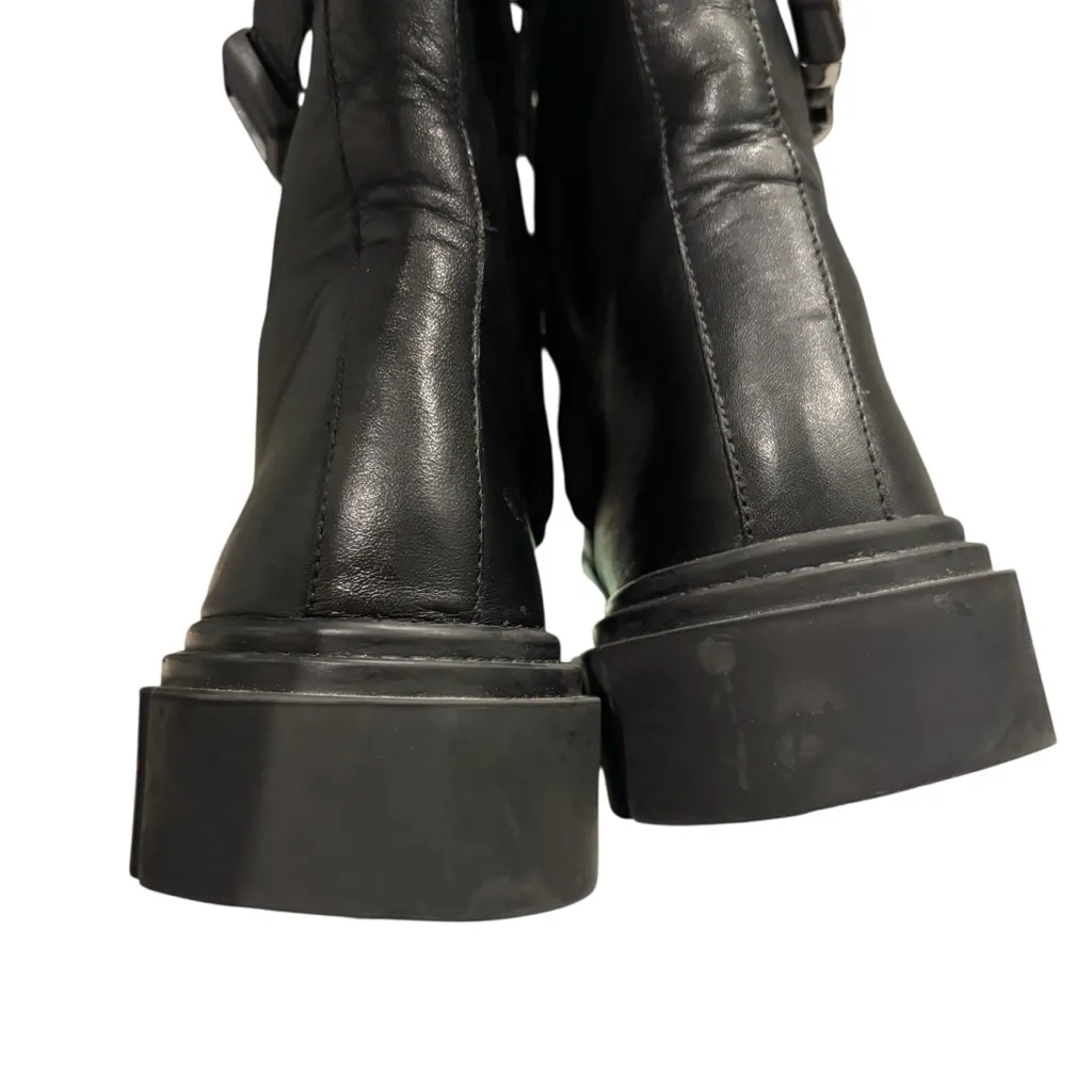 Massimo Dutti Black Leather Ankle Boots With Super Track Sole, Sz EU 39 / US 9 - Image 14