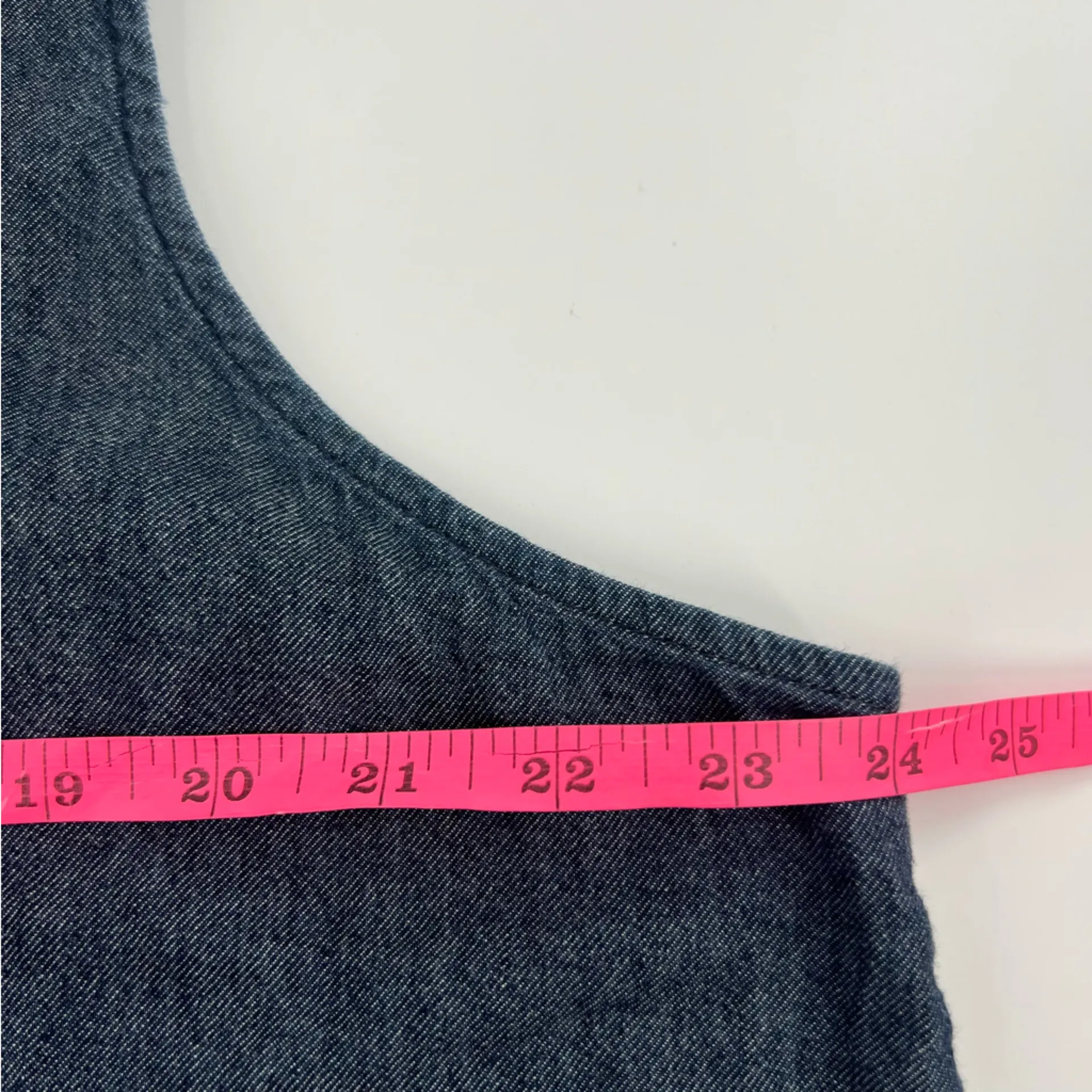 Eileen Fisher Airy Organic Cotton Twill Sleeveless Shirt Denim Sz 1X - Image 6