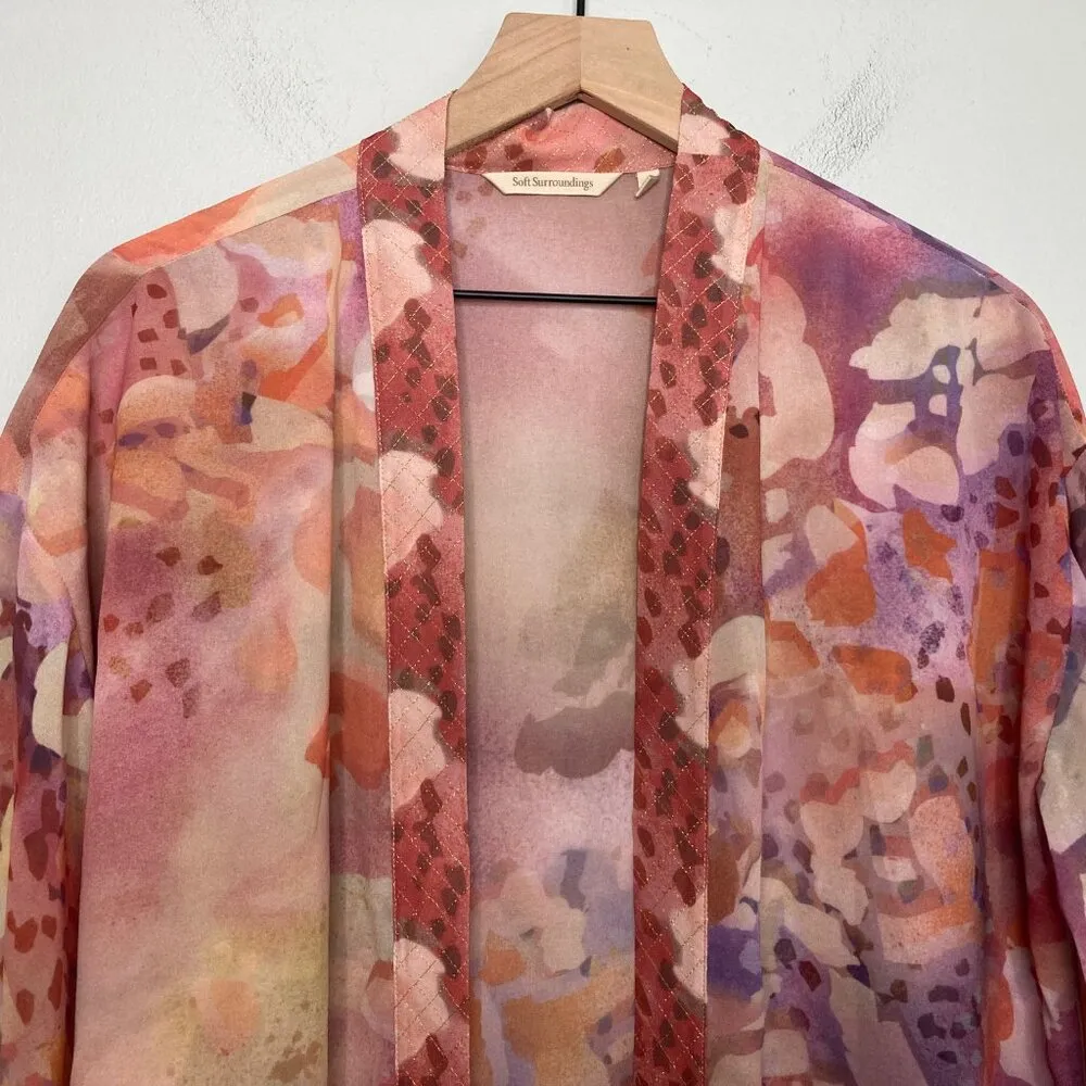 Topper Womens Large Pink Watercolor Longline Boho Flowy Resort - Image 4