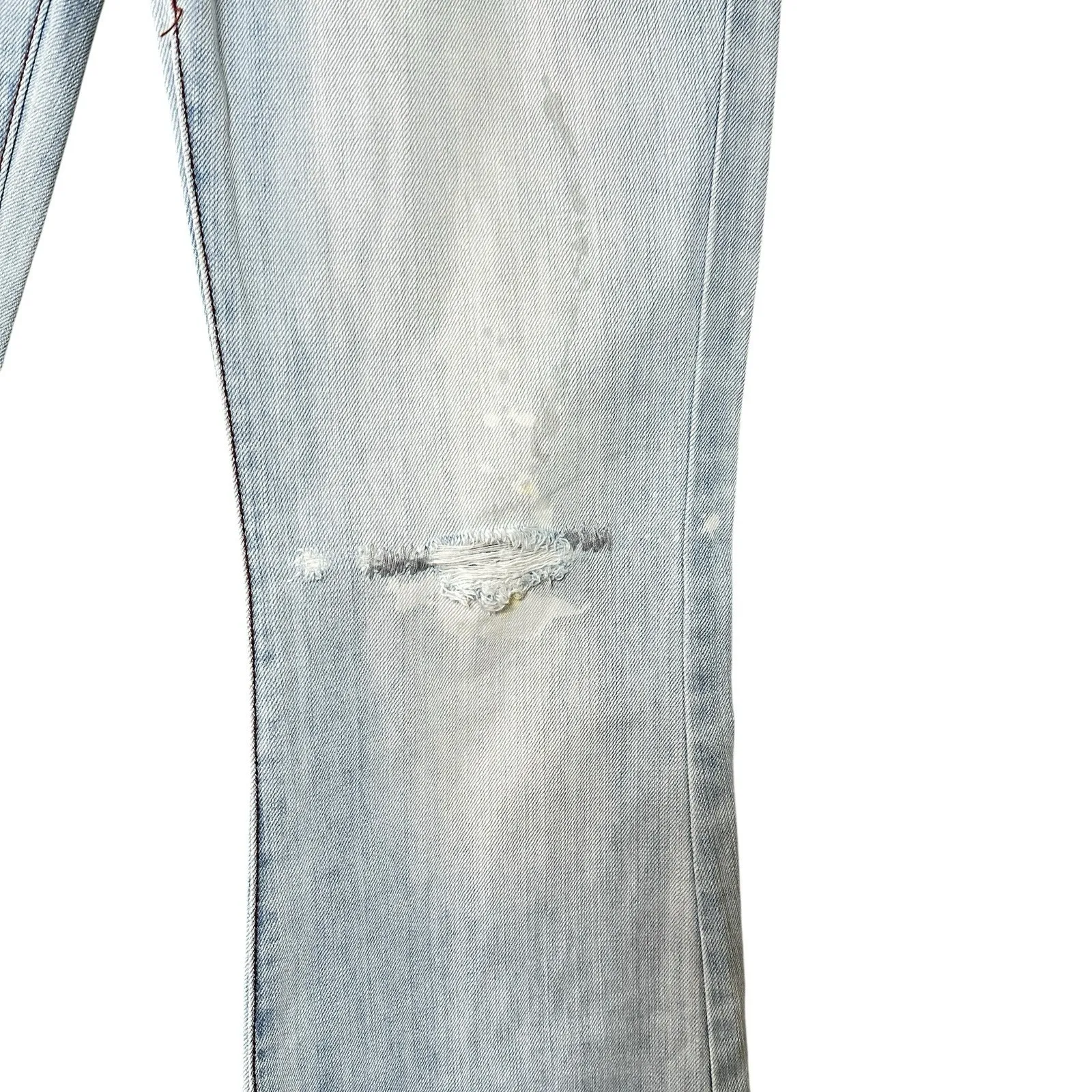 VTG Abercrombie & Fitch Flare Jeans 8 Light Wash Distressed‎ Paint Splatter Y2K - Image 7