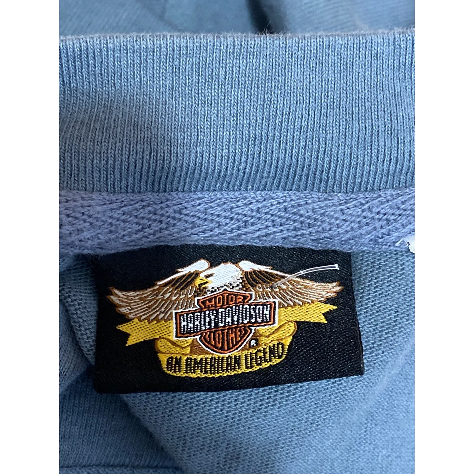 Harley Davidson Women's Blue Long Sleeve Crew Neck Henley T Shirt Tee Top Size L - Image 4