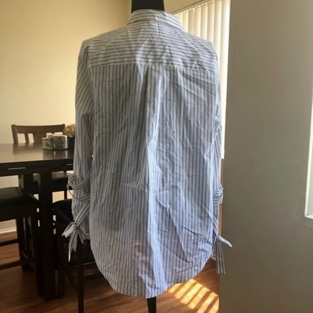 1.State Womens Striped Wrap Sleeve Button-Down Top - Image 5