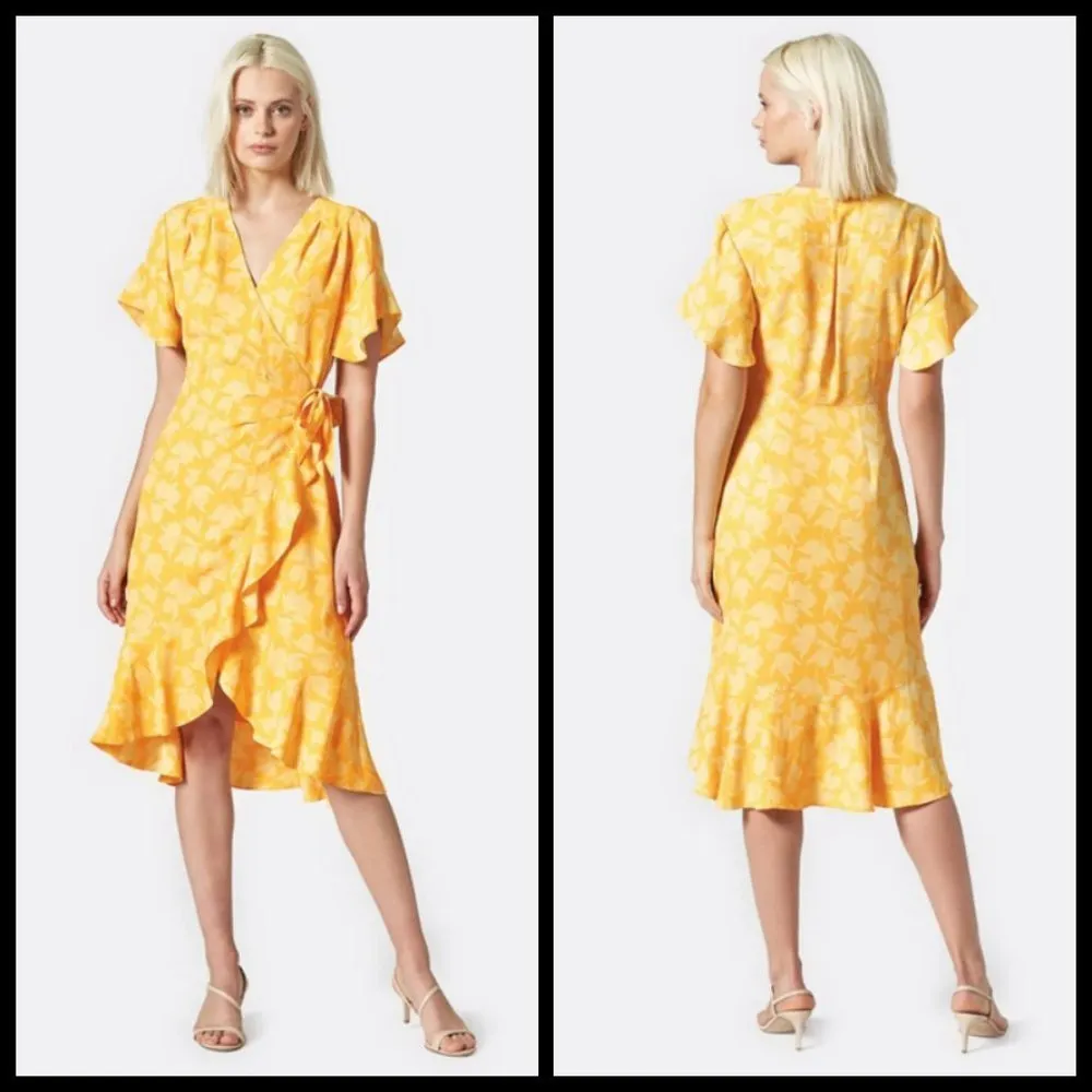 💕JOIE💕 Amelian Dress ~ Citrus Yellow Floral Print XL NWOT - Image 7