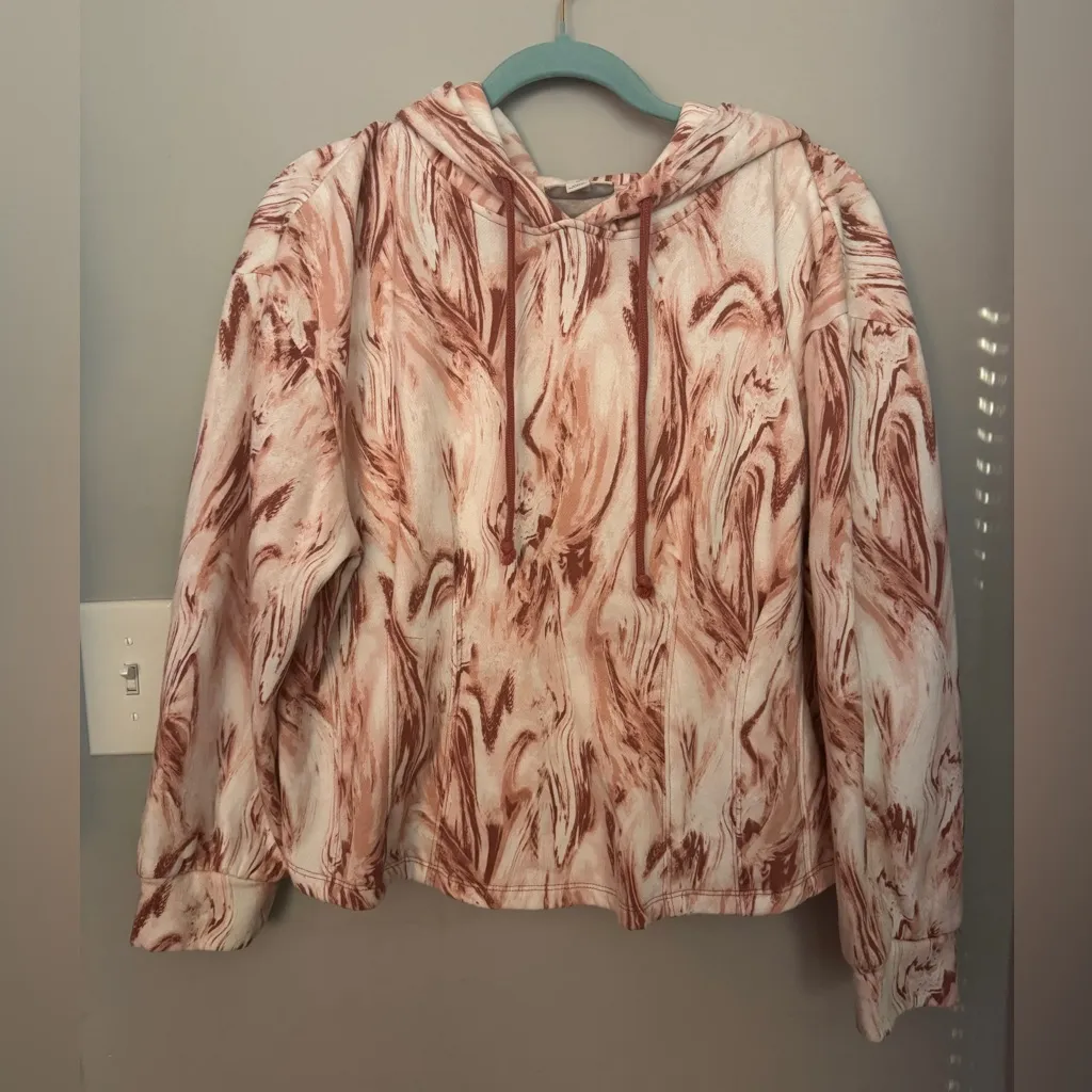 Jenni  Marble Print Dusty Rose Hoodie - Image 2
