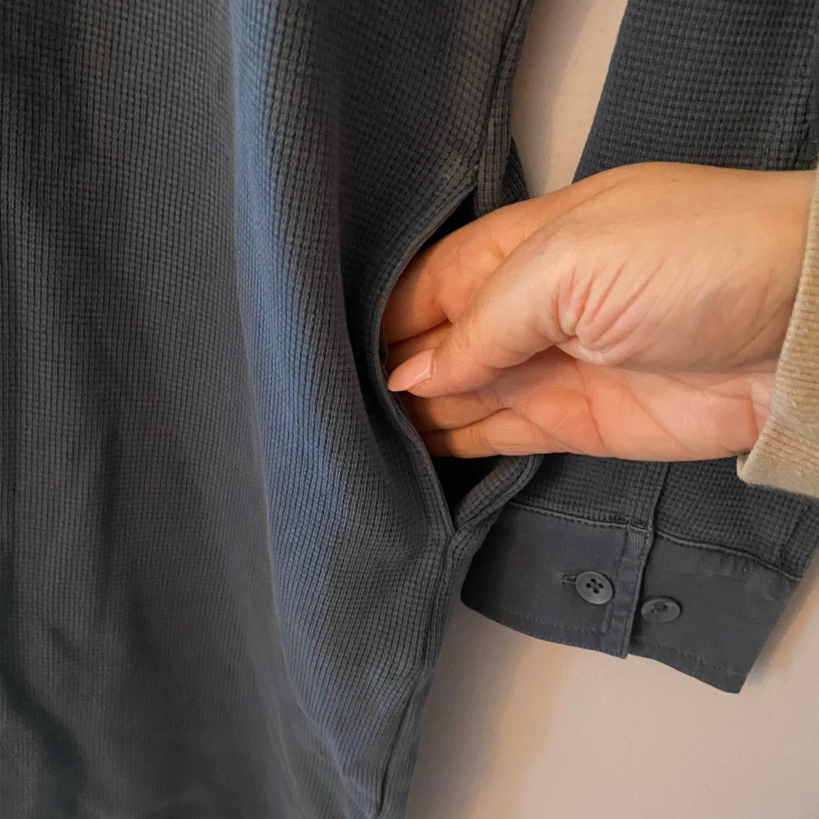 The Normal Brand Blue Henley Thermal Long Sleeve Shirt Dress Women's size XS - Image 6