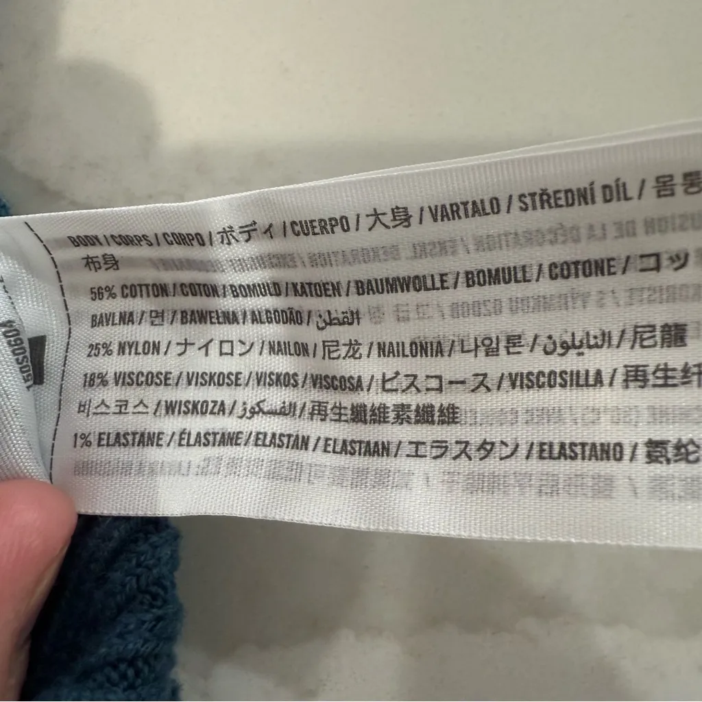 Abercrombie & Fitch Ribbed V-Neck Knit Sweater Body Suit Women’s Large Teal Blue - Image 9