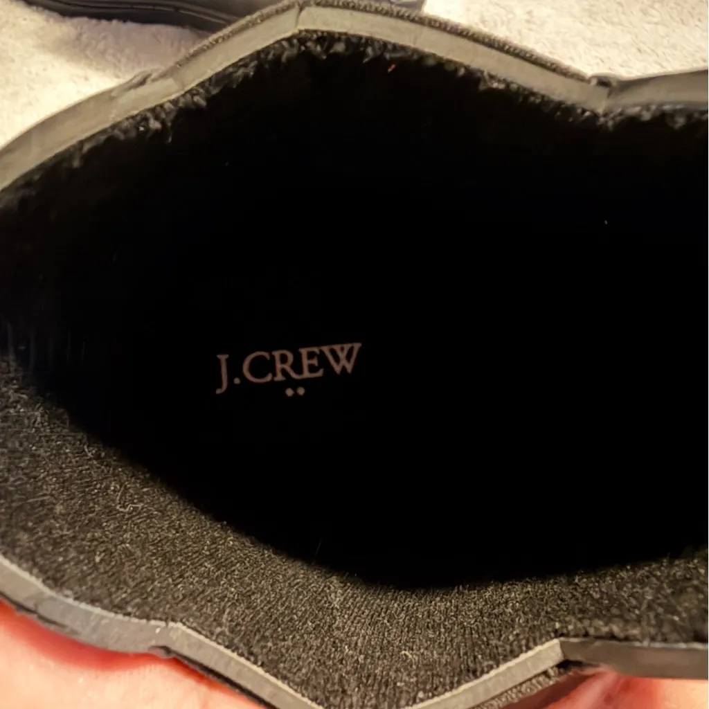 J. Crew Size 7 Black Short Lug-Sole Chelsea Rubber Ankle Rain Boots Waterproof - Image 7