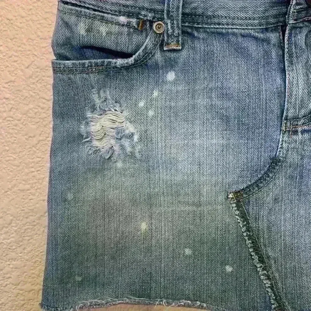 American Eagle denim mini skirt sz 27 fall western concert winter y2k distressed - Image 2