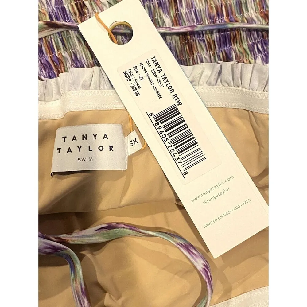 Tanya Taylor NWT Kendra Smocked One-Piece Lined Adjustable Straps 3X Purple - Image 5