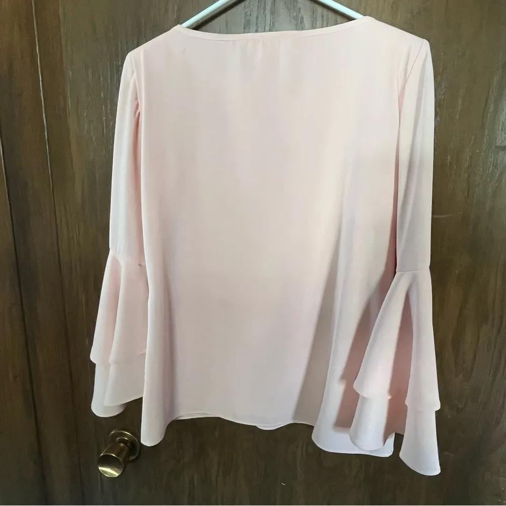 Badgley Mischka  Studio Line Peachy Pink Color Top Ruffled Sleeve - Image 3
