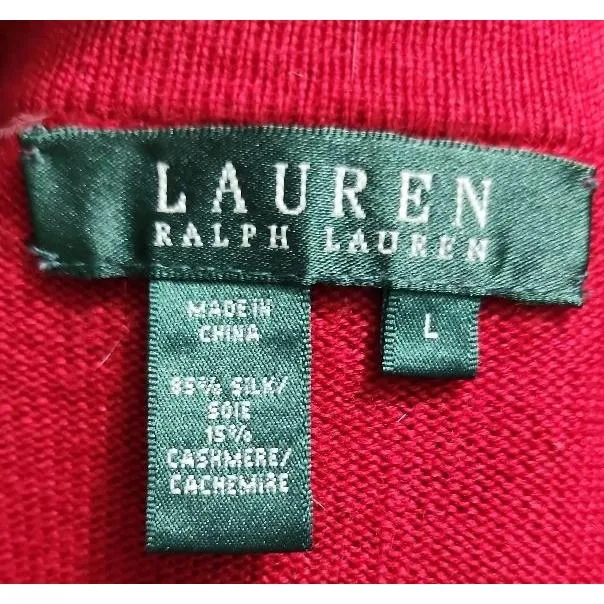 Lauren By‎ Ralph Lauren Top Womens Size Large Red Long-Sleeve Draped - Image 4