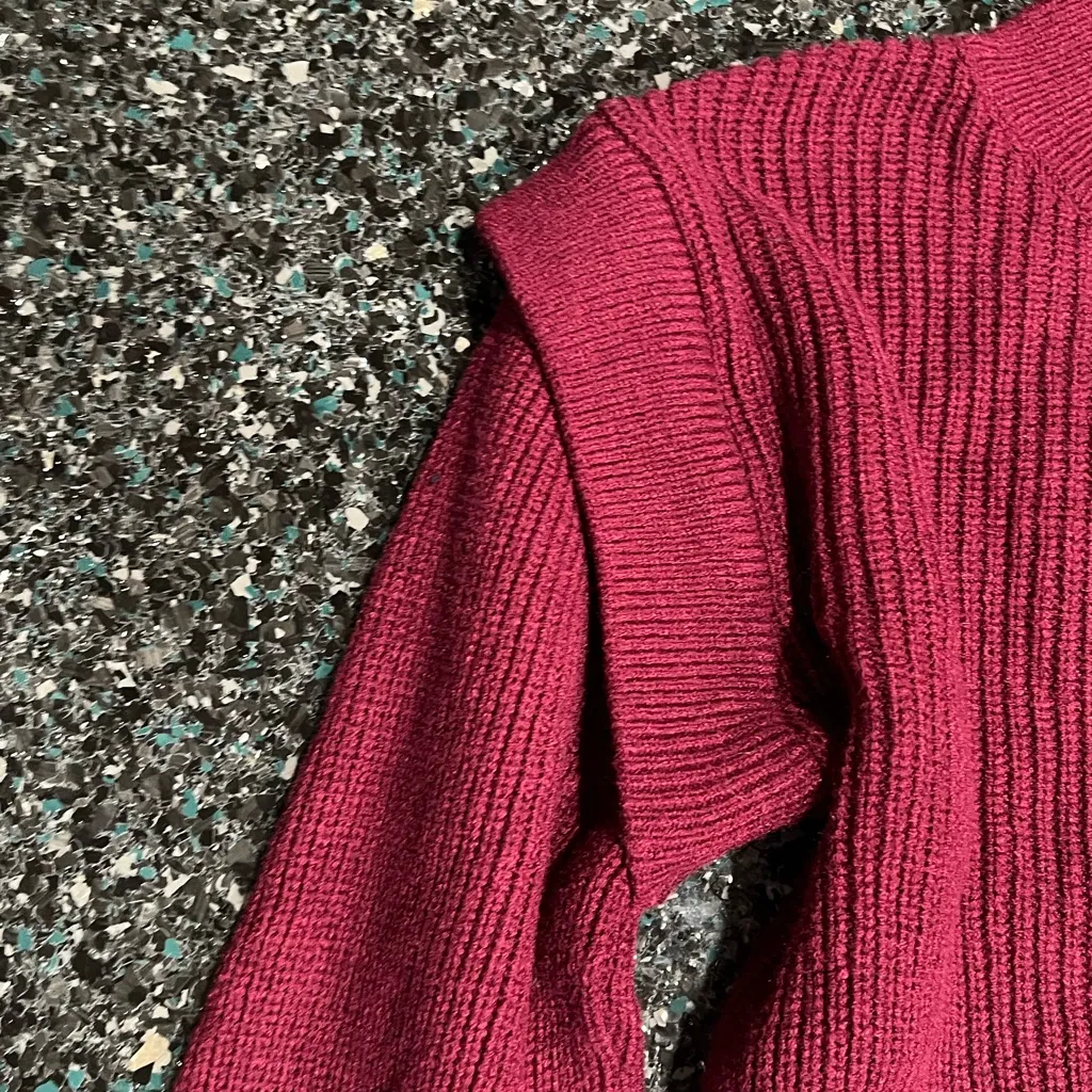 Women’s Ribbed Burgandy Mock Neck Knit Sweater Dress Small - Image 2