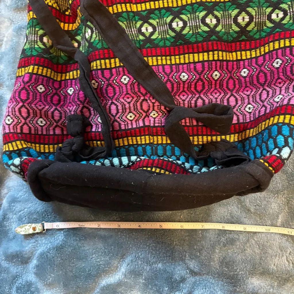 Colorful Boho Geometric Drawstring Backpack Red - Image 4