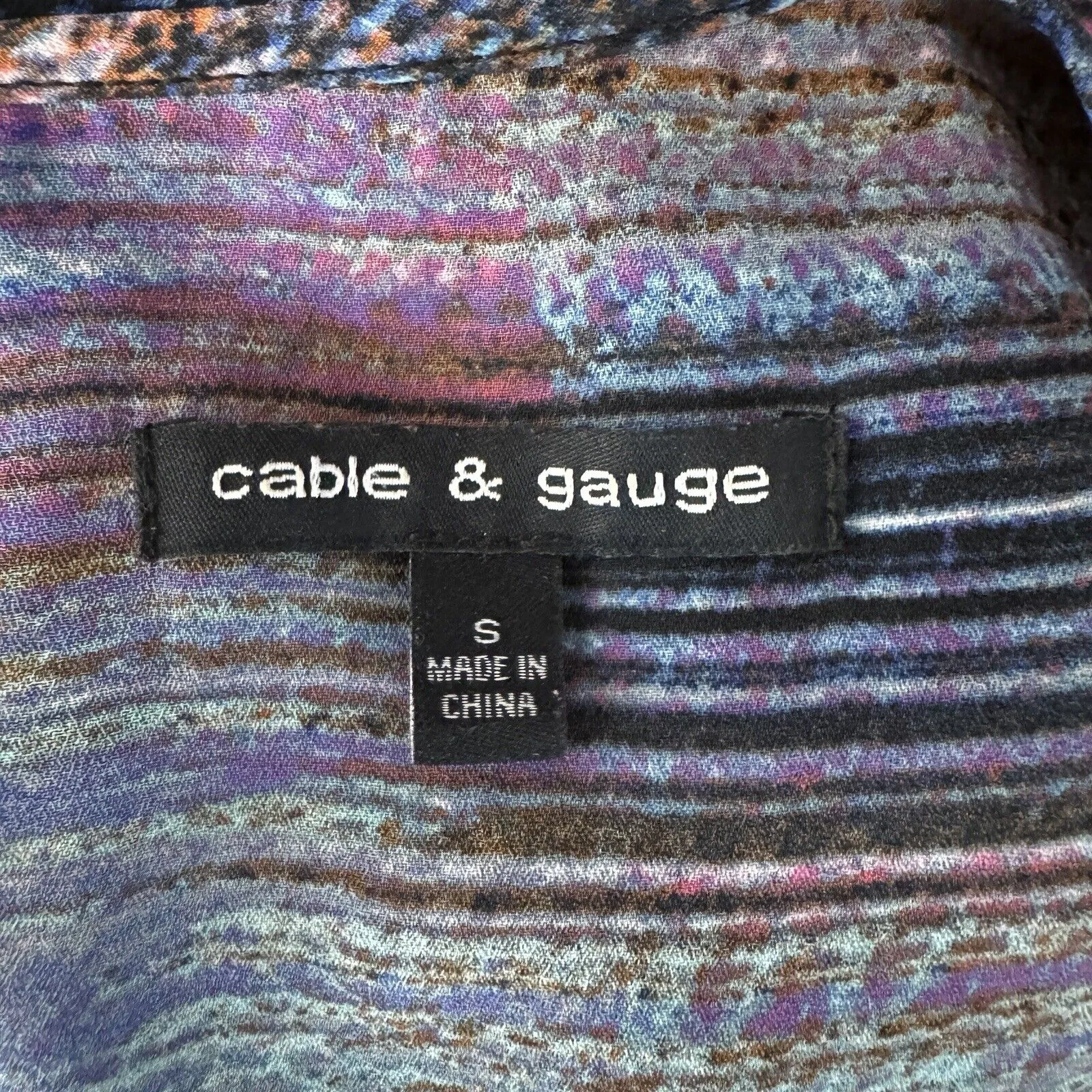 Cable & Gauge Shirt Womens Small Blue Purple Watercolor Artsy Casual Lagenlook - Image 7