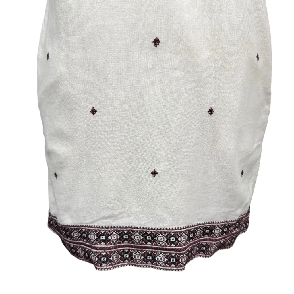 Madewell Embroidered Sleeveless Cotton Shift Dress Ivory Size 4 - Image 3