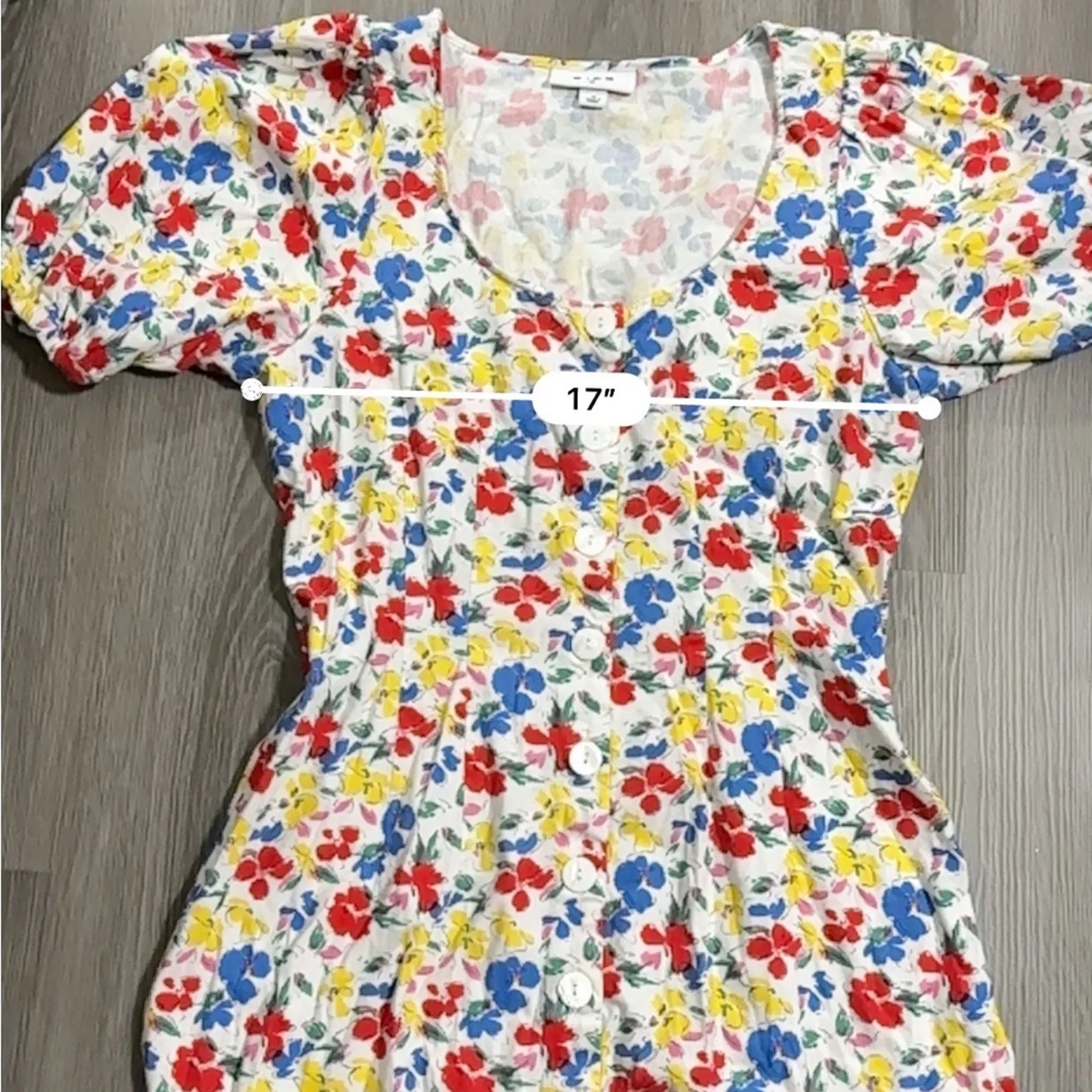 Rixo x Target Multicolor Floral Linen Blend Retro Short Sleeve Dress Size‎ 12 White - Image 9