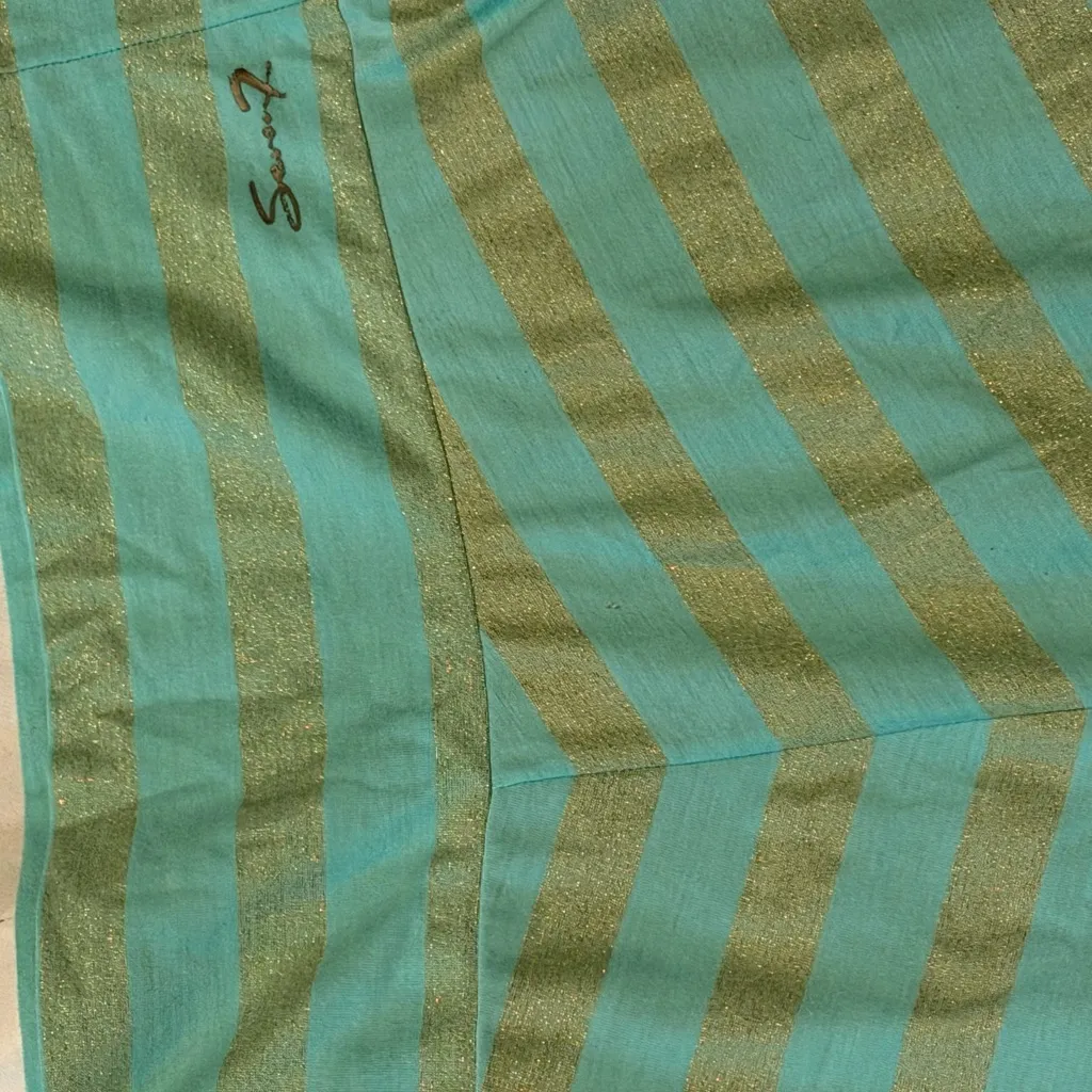 Seven7 Striped Green and Gold Women's Skirt Size 18/20 36 inches long lined - Image 3