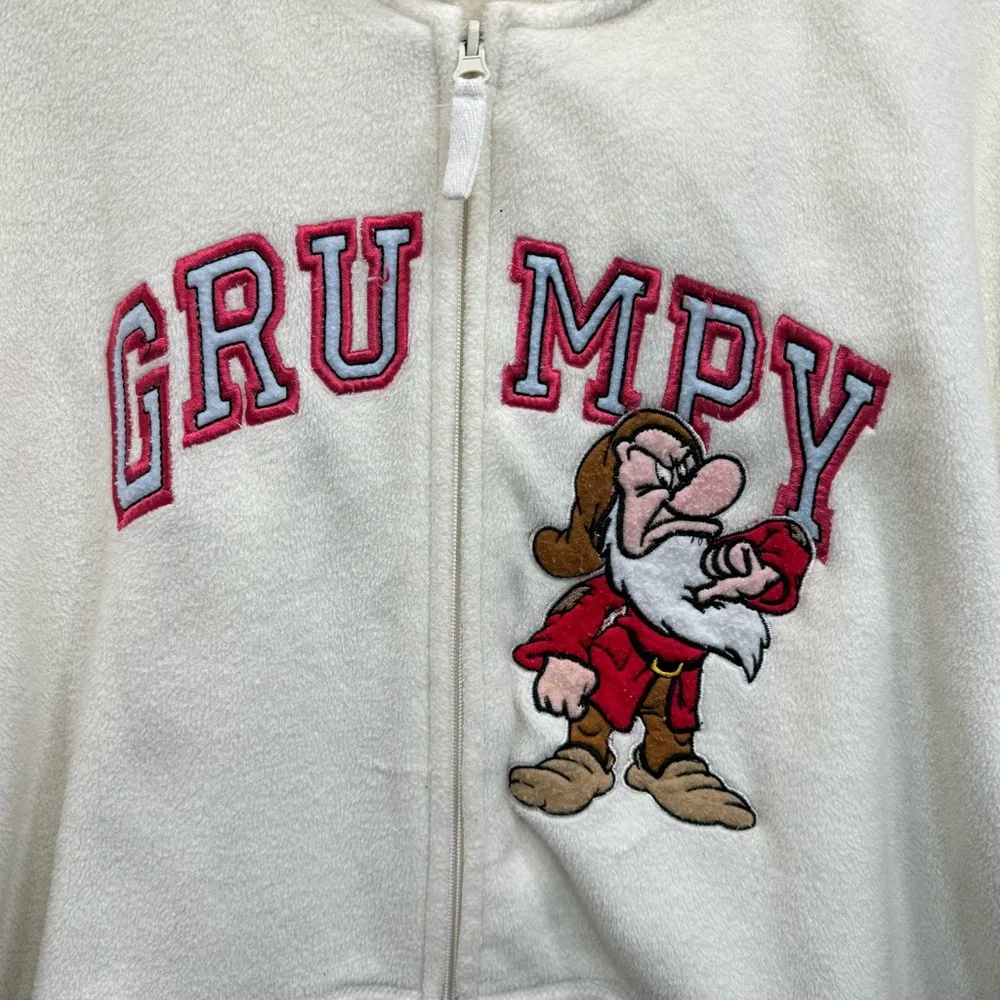 Disney Snow White and the Seven Dwarves Grumpy  Cream Full Zip Fleece Hoodie XL - Image 2