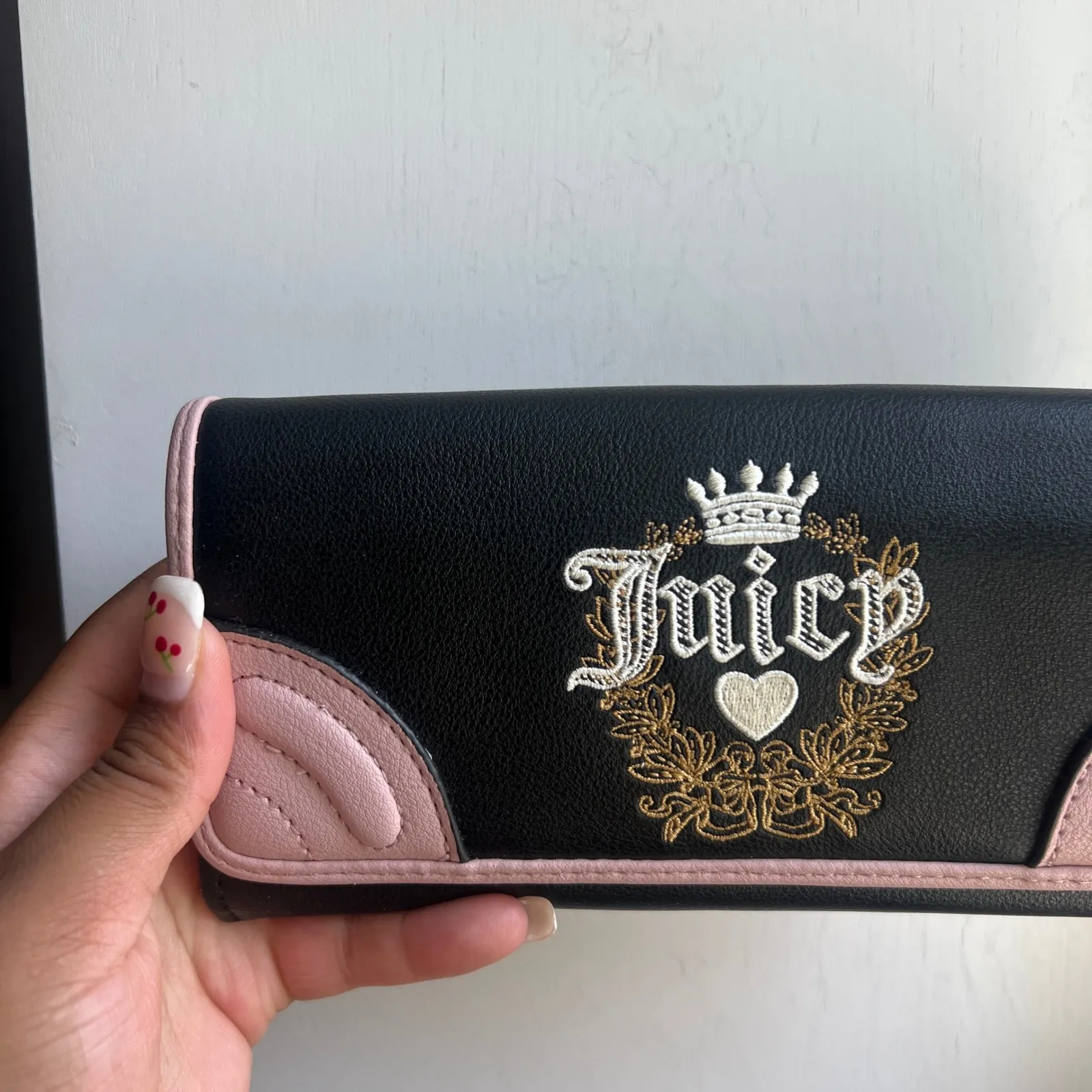NWT Juicy Couture Large‎ Flap Wallet Clutch Heritage Crown Collection Liquorice - Image 2