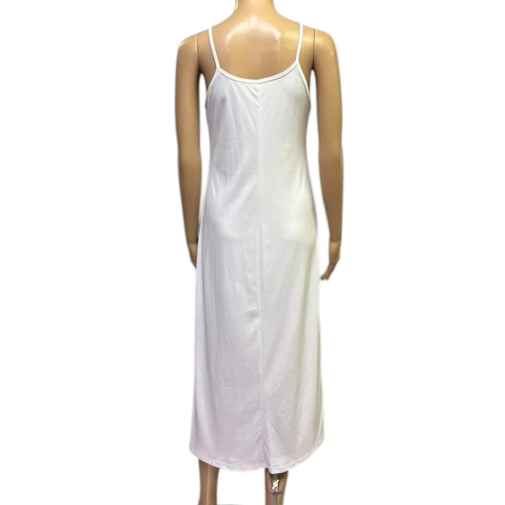 Figueroa Flower Sleeveless Floral Button Up Tiered Collared Dress & Cami Slip S Gray - Image 8