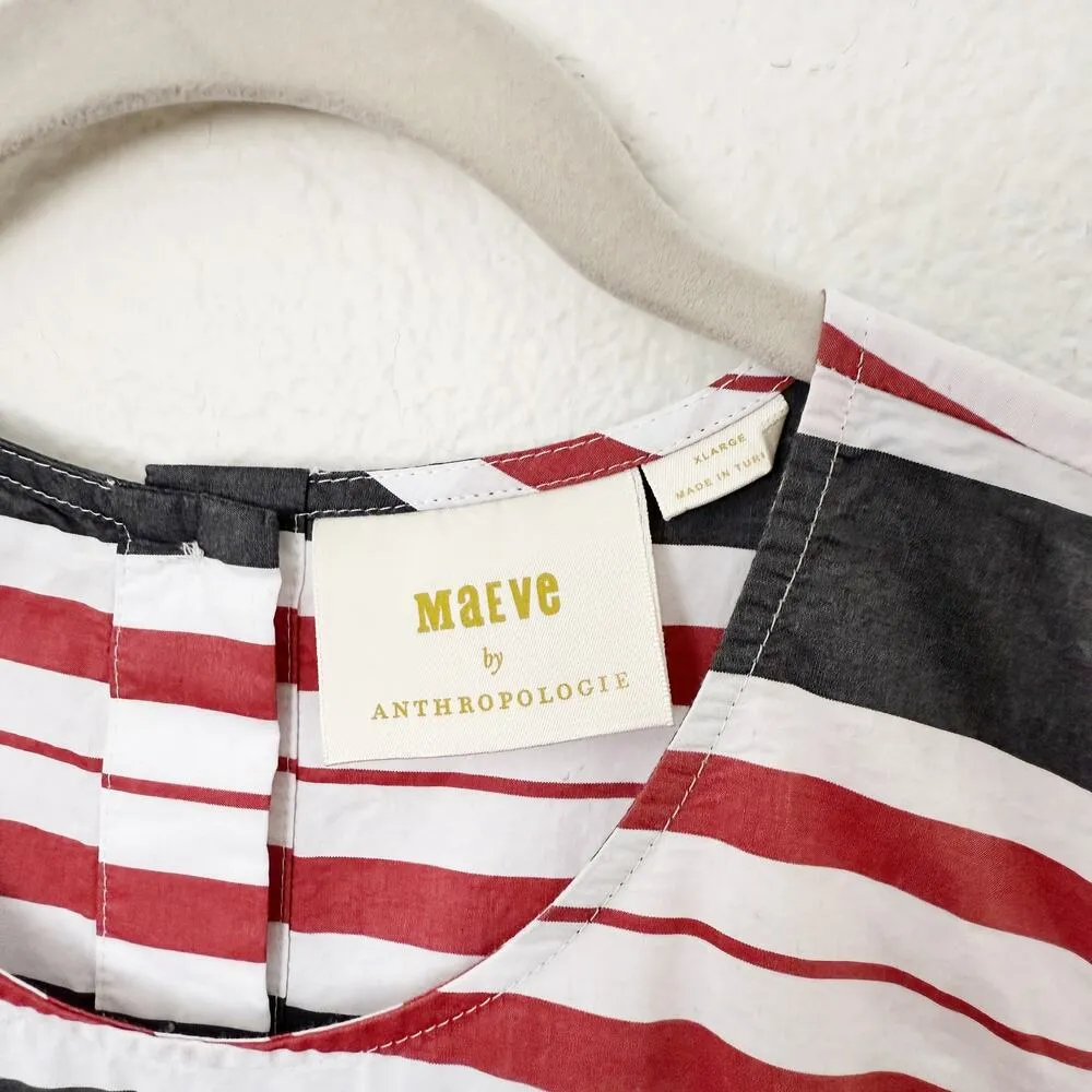 [Anthropologie] Maeve Red Blue Striped Wide Leg Sleeveless Jumpsuit Cotton Sz XL - Image 11