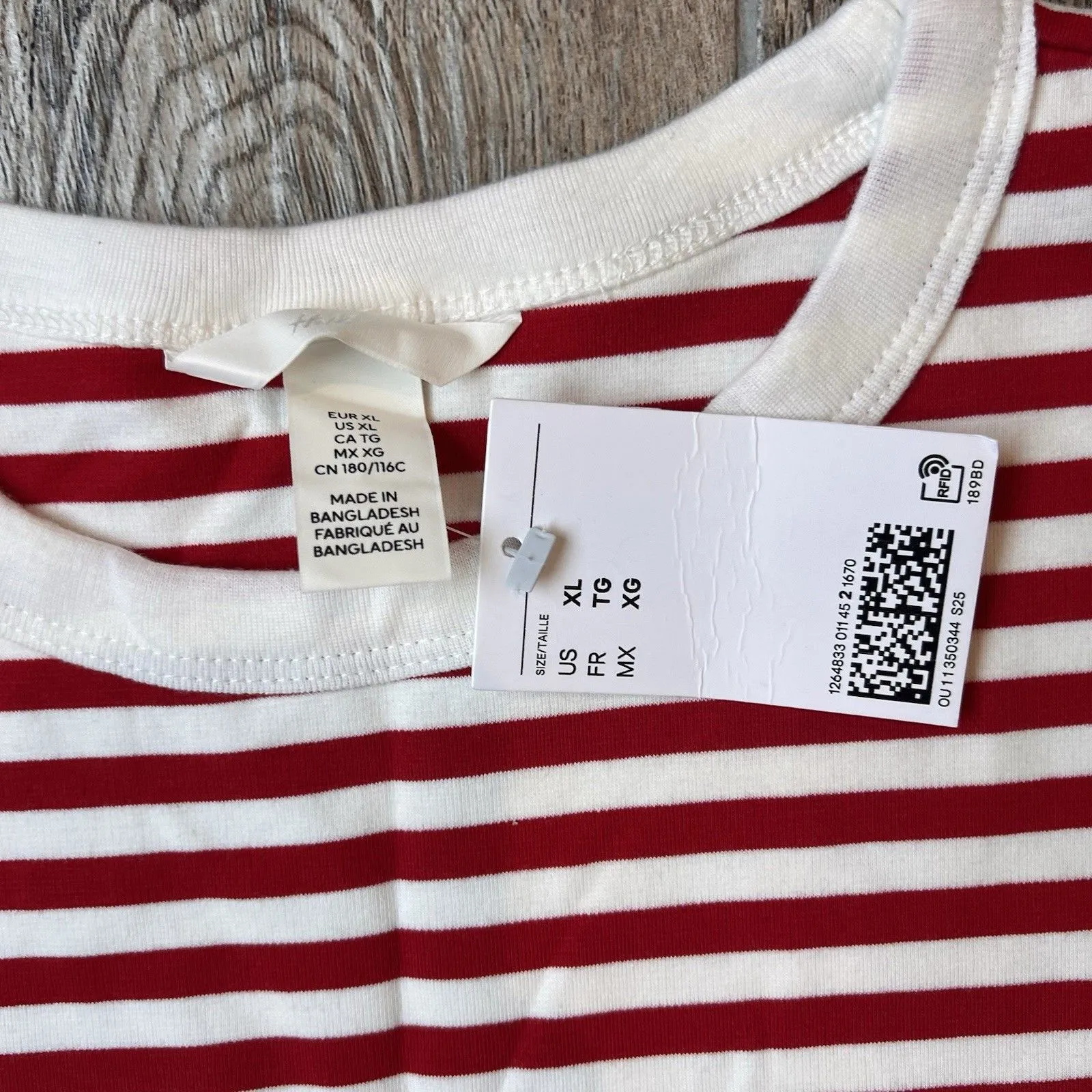 H&M Red & White Classic Striped Women’s Shirt Sz XL  basic everyday wear #88 - Image 8
