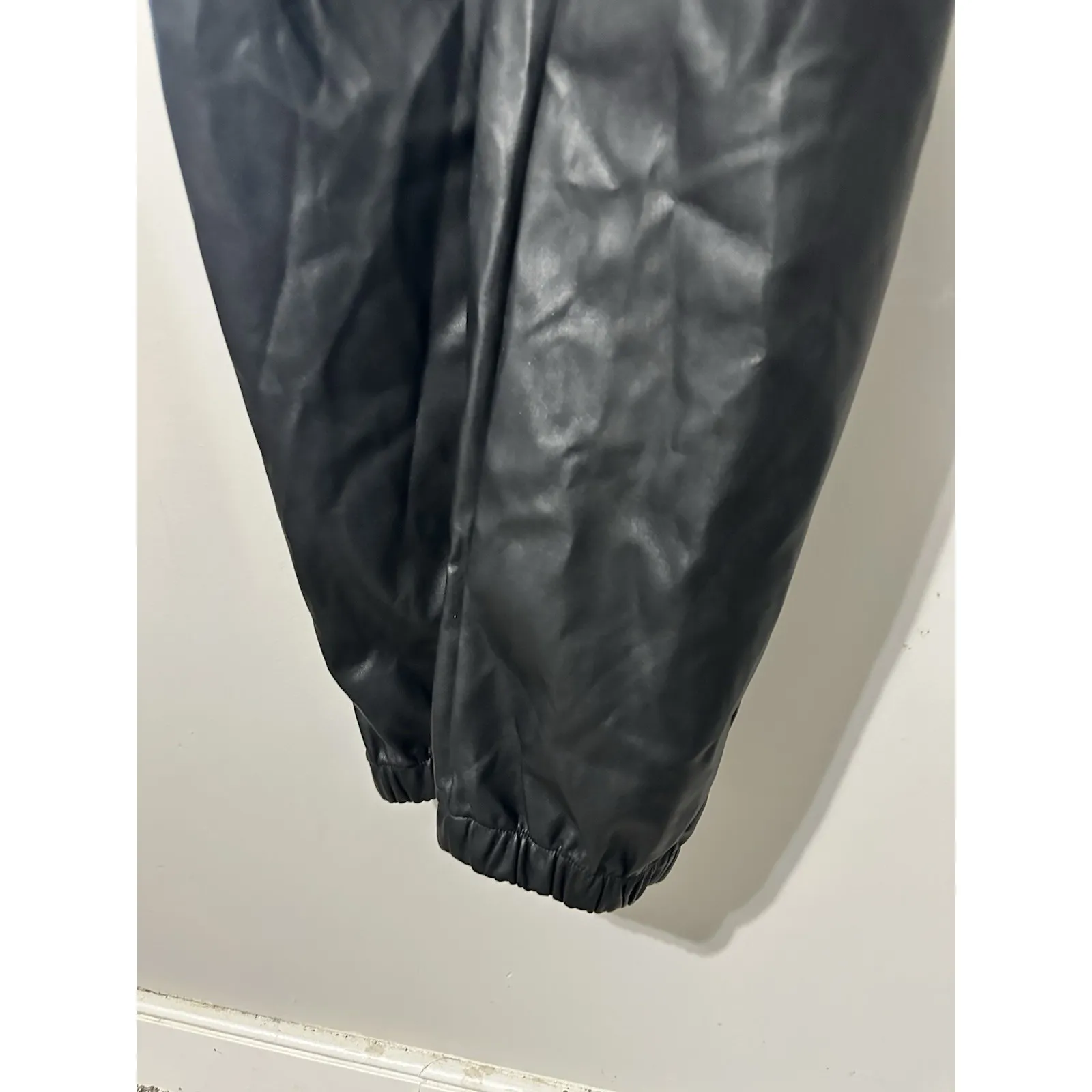 HEROINE SPORT Black Faux Leather Boiler Suit Utility Jumpsuit Jogger Size L Size L - Image 5