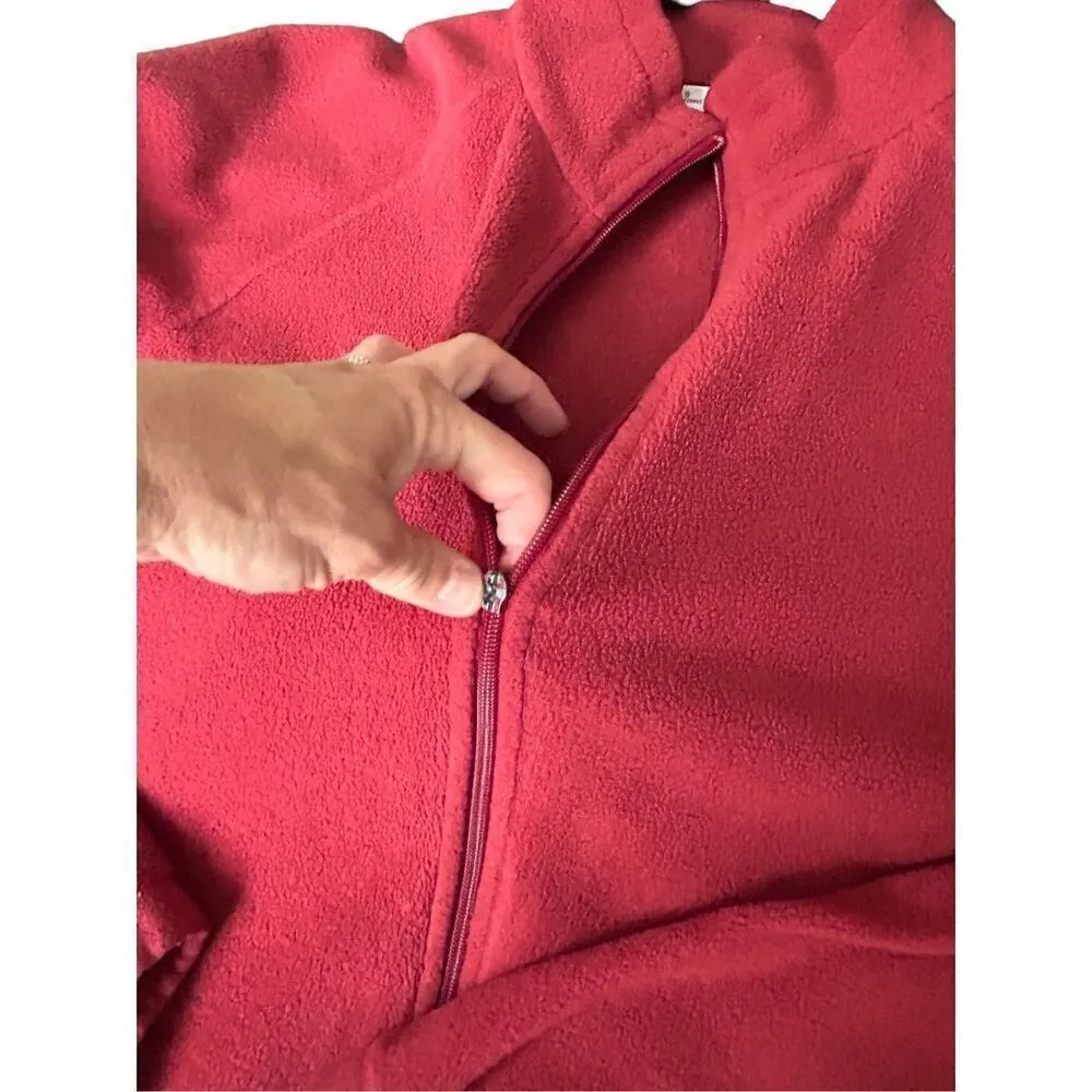Columbia Red Fleece Jacket - Size large - red Note**zipper pull broken but still - Image 5