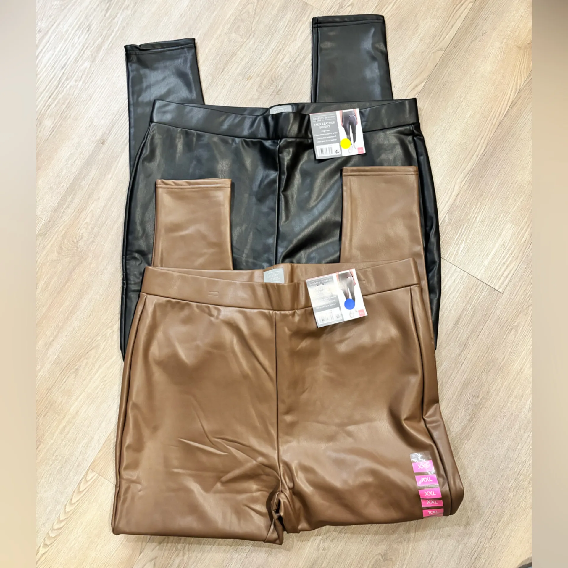 SET OF 2 High waisted faux Leather Leggings Black Size XXL - Image 2